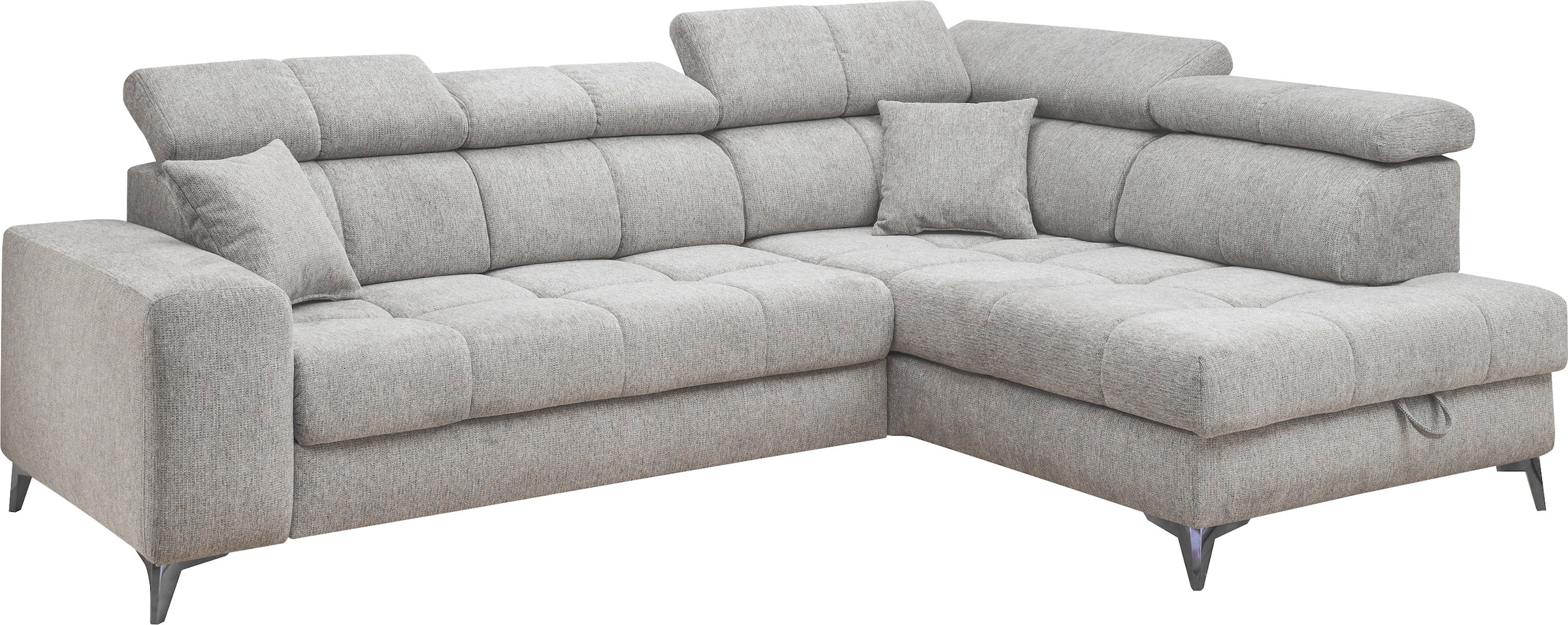 ED EXCITING DESIGN Ecksofa »Sydney L-Form«, mit Bettfunktion, Bettkasten, Kopfteilverstellung & 2 Zierkissen