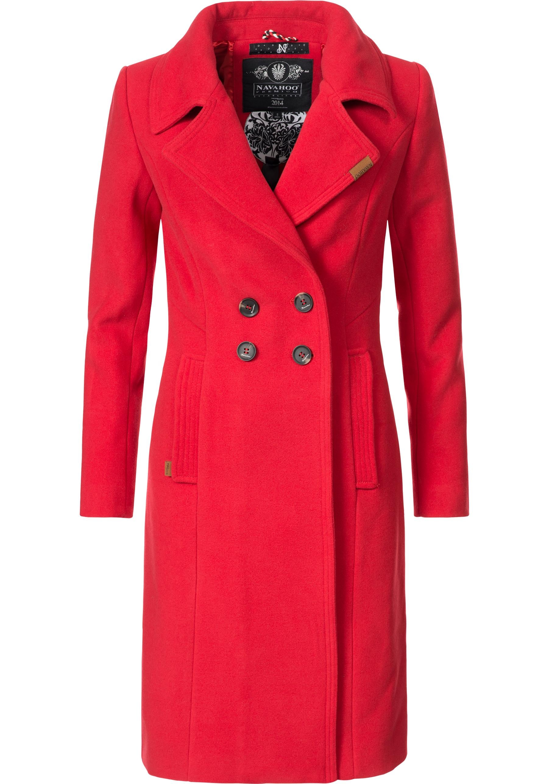 Navahoo Wintermantel "Wooly", edler Damen Trenchcoat in Wollmantel-Optik