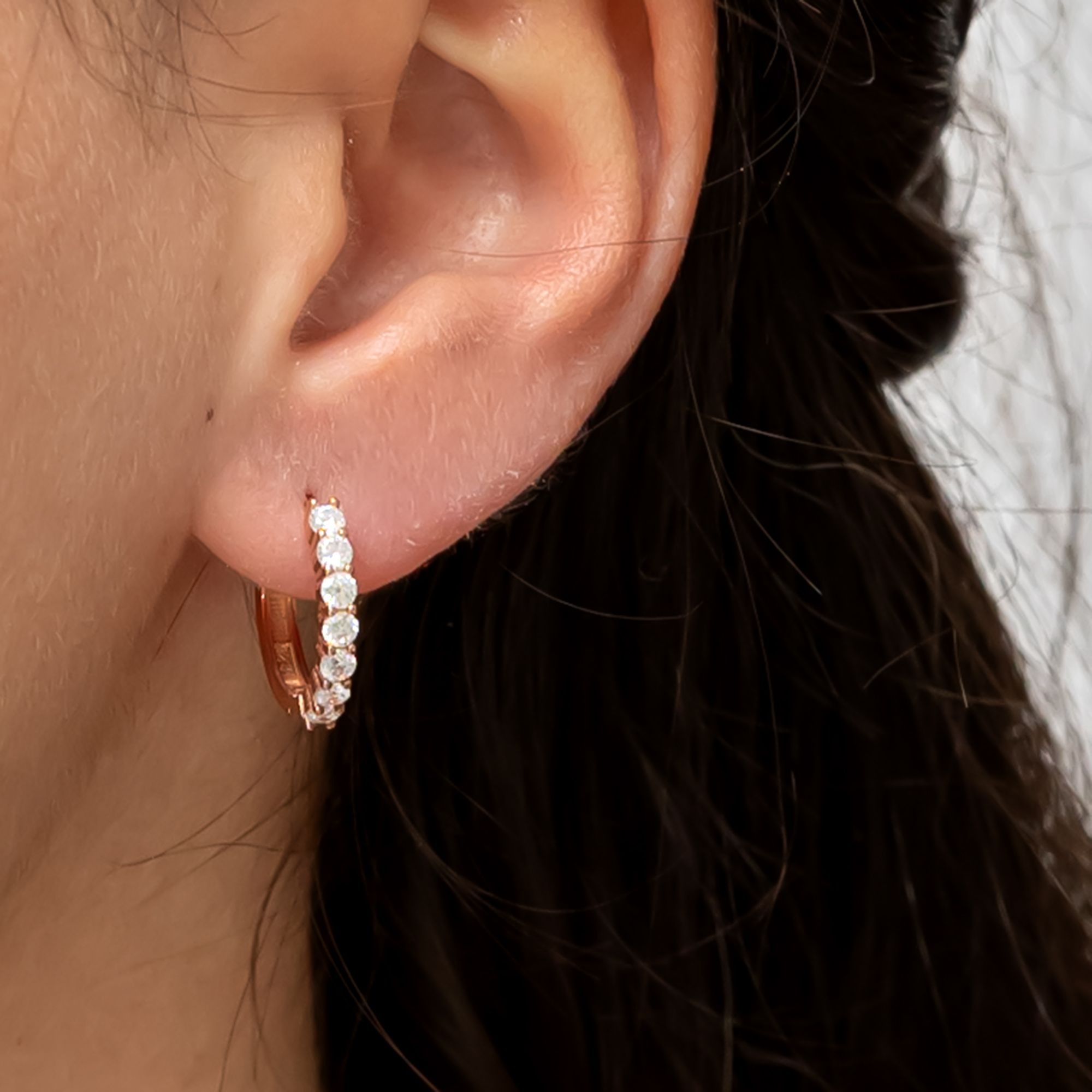 dKeniz Paar Ohrhänger »Silber 925 rosé-vergoldet mit Zirkonia weiß«