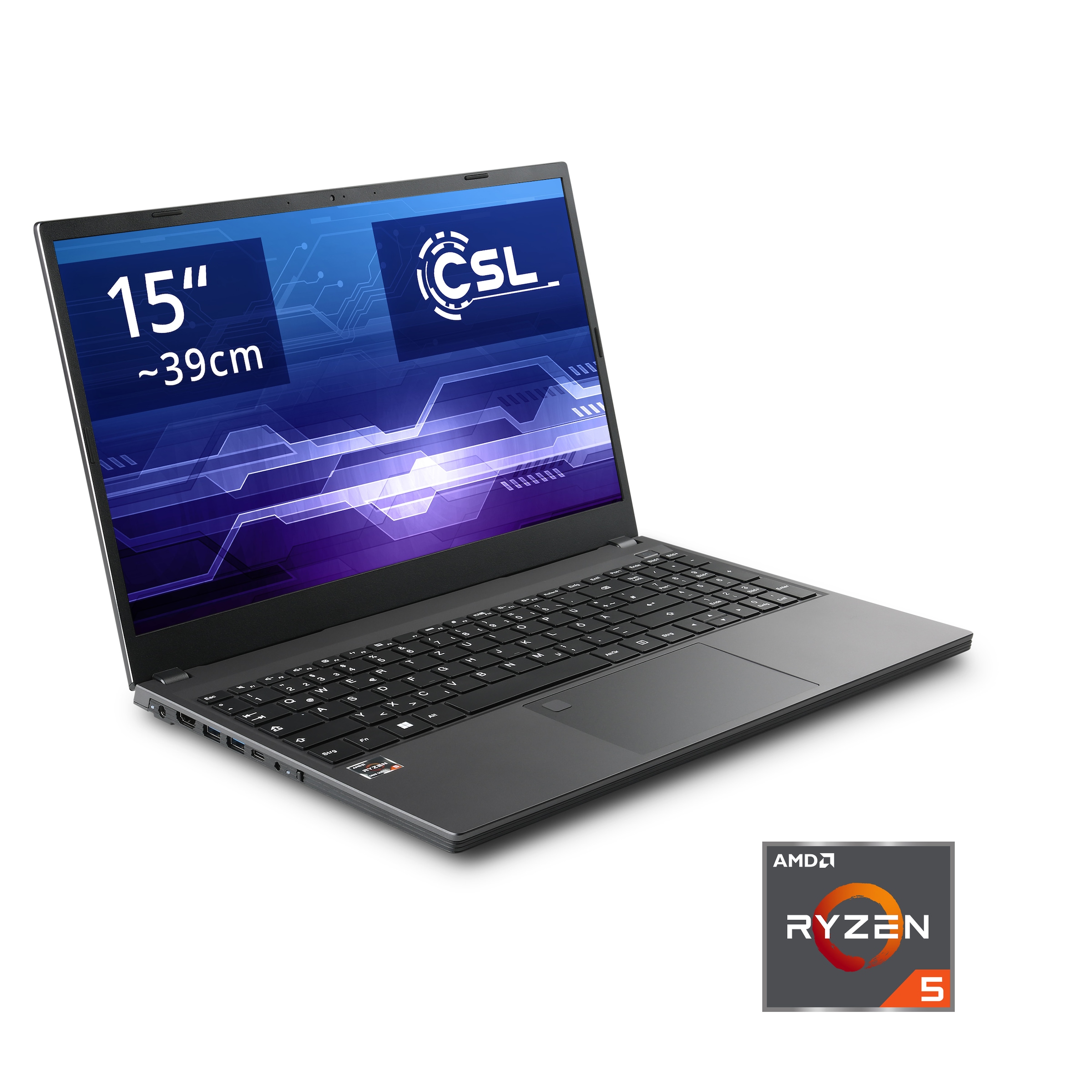 CSL Notebook "R'Evolve C15 5500U / 32GB / 4000GB / Windows 11 Home", 32 GB RAM 4.000 GB SSD, Ryzen 5, Microsoft Windows 11 Home (64 Bit), silber,