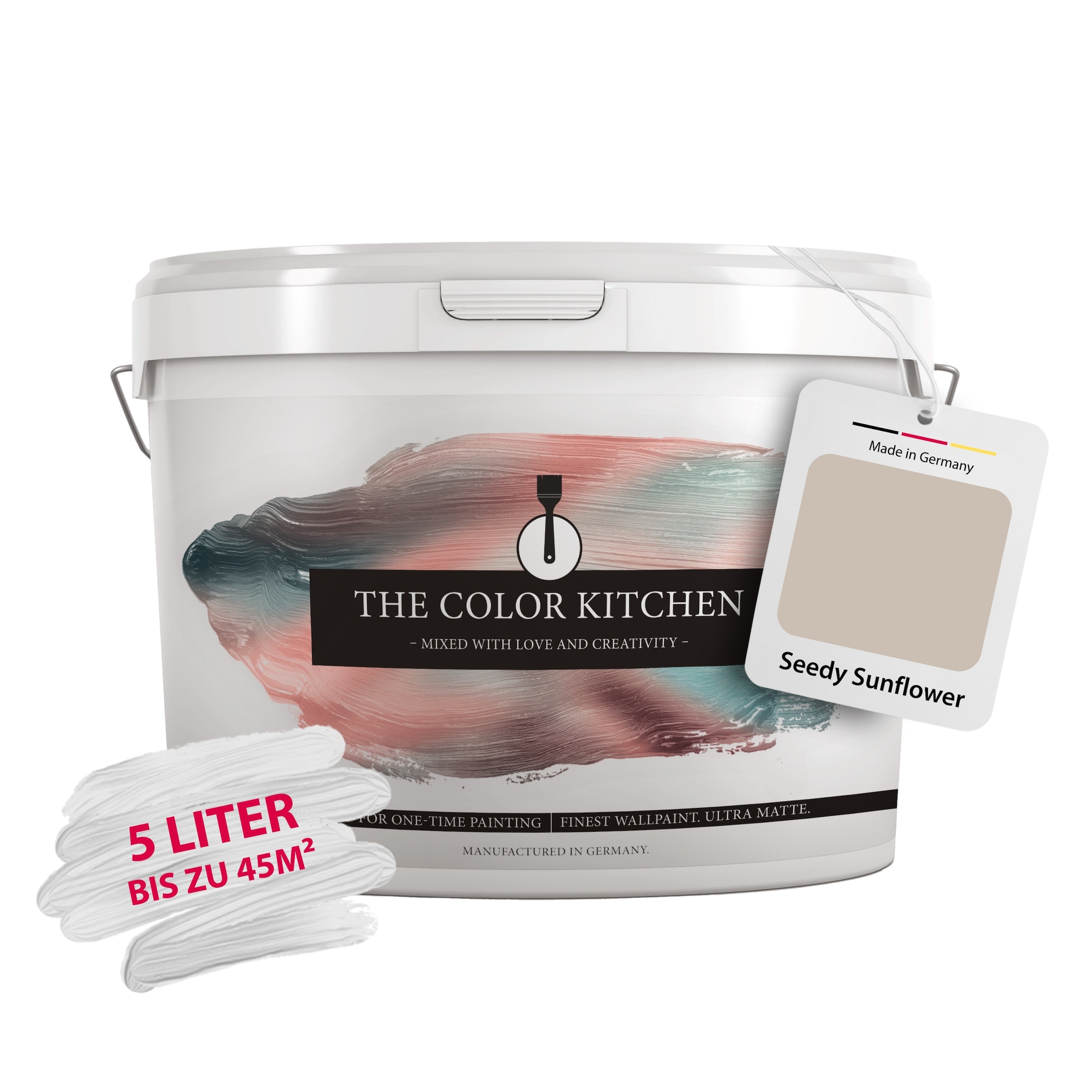 A.S. CRÉATION Wand- und Deckenfarbe "Seidenmatt Innenfarbe THE COLOR KITCHEN", 5 l 5ml, beige, Farben, für Wohnzimmer Schlafzimmer Flur Küche,