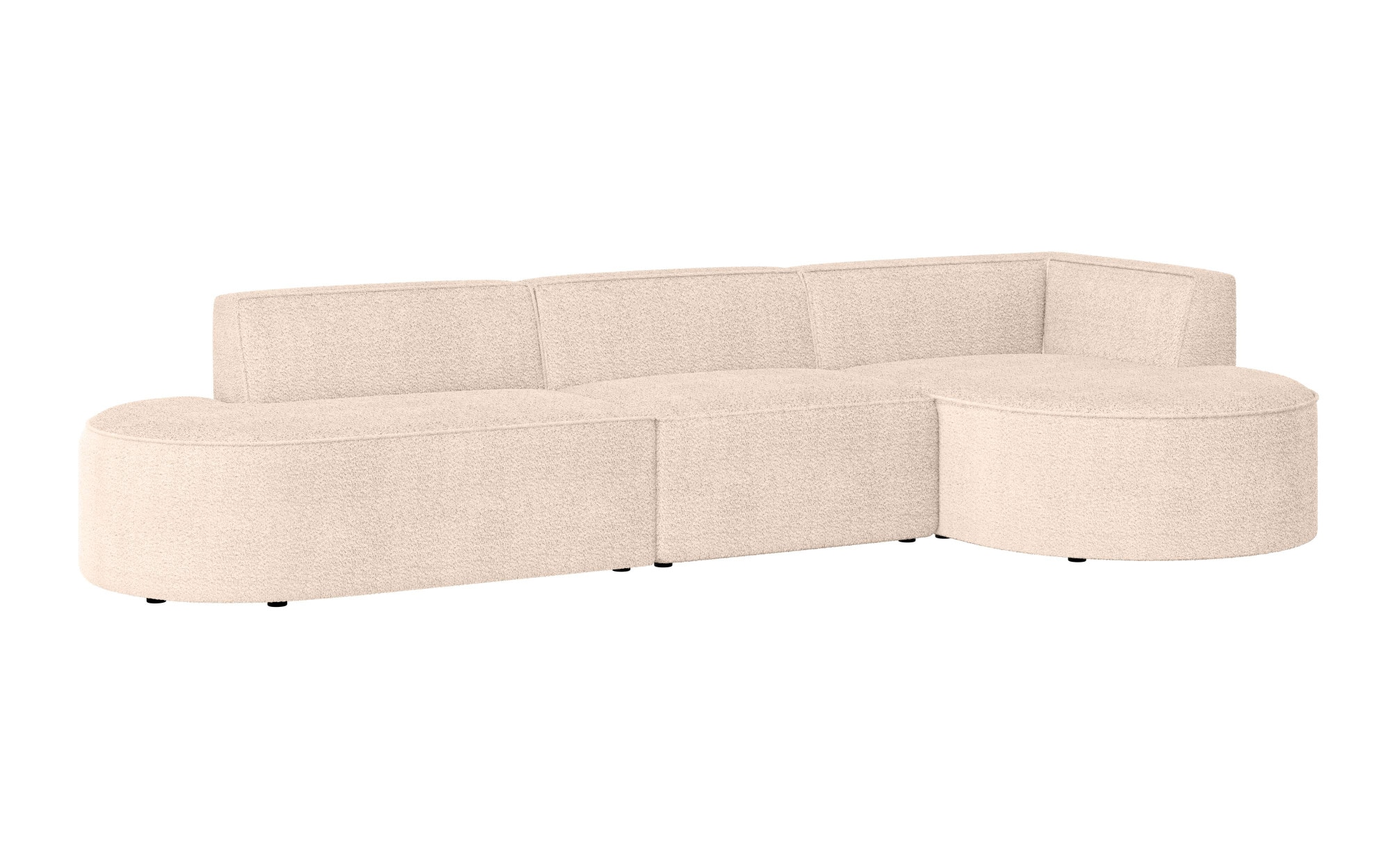 andas Ecksofa »EIVIND Designer Sofa mit Ottomane rechts/links, B/T/H: 343/159/72 cm«, L-Form mit Wellenunterfederung, auch in Feincord und Bouclé