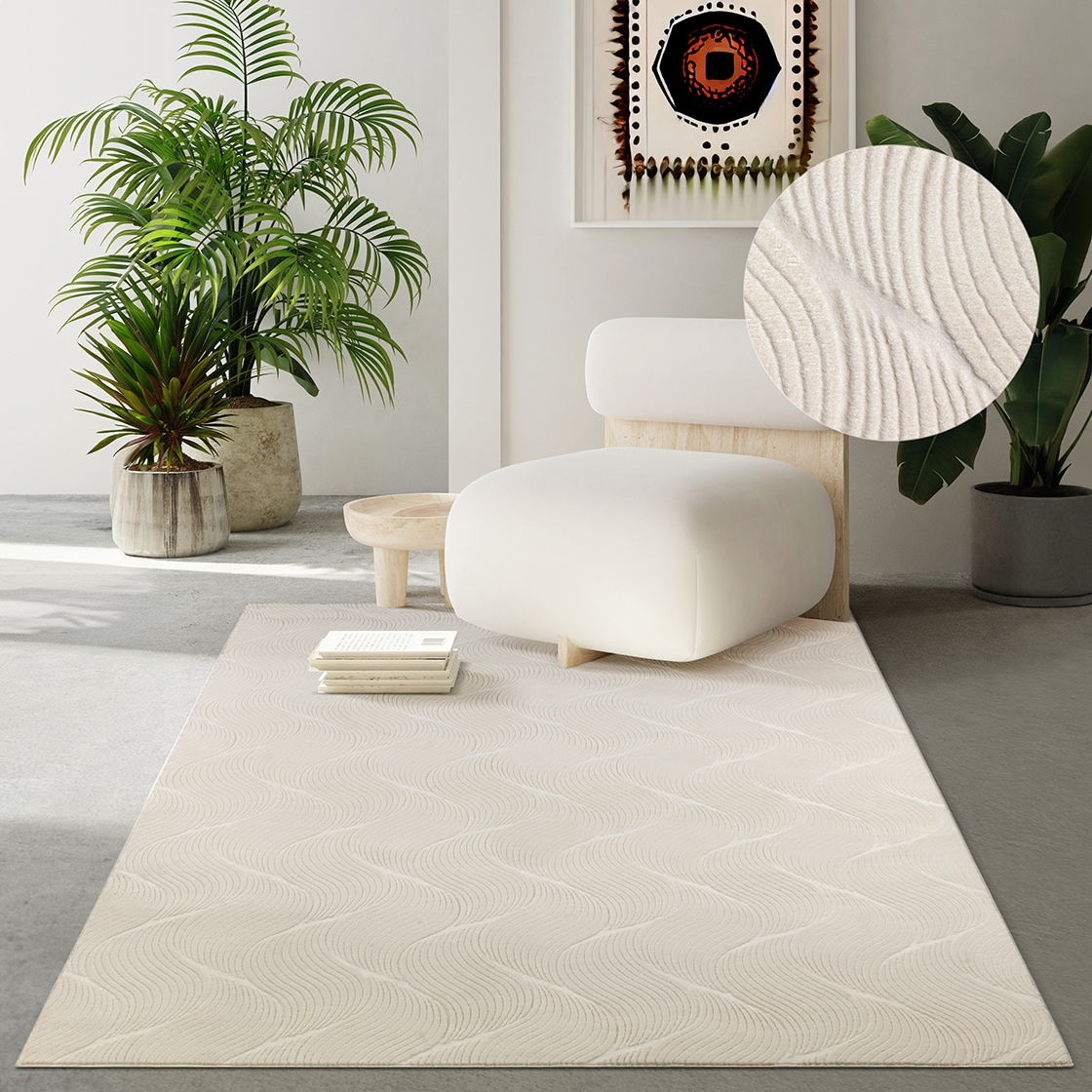 the carpet Teppich "Rio" rechteckig 8 mm Höhe weicher Wohnzimmer Teppich rutschfest 3D-Optik
