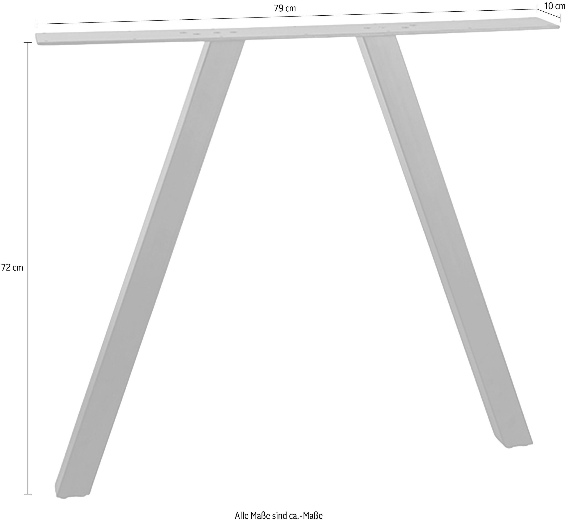 WOOOD Tischbein »Tablo 2-Ständer Metall mit Pulverbeschichtung B 79 x T 10 x H 72 cm« Quadratisches Gestell 5x5 cm, Tragkraft 50 kg, einfach zu montieren