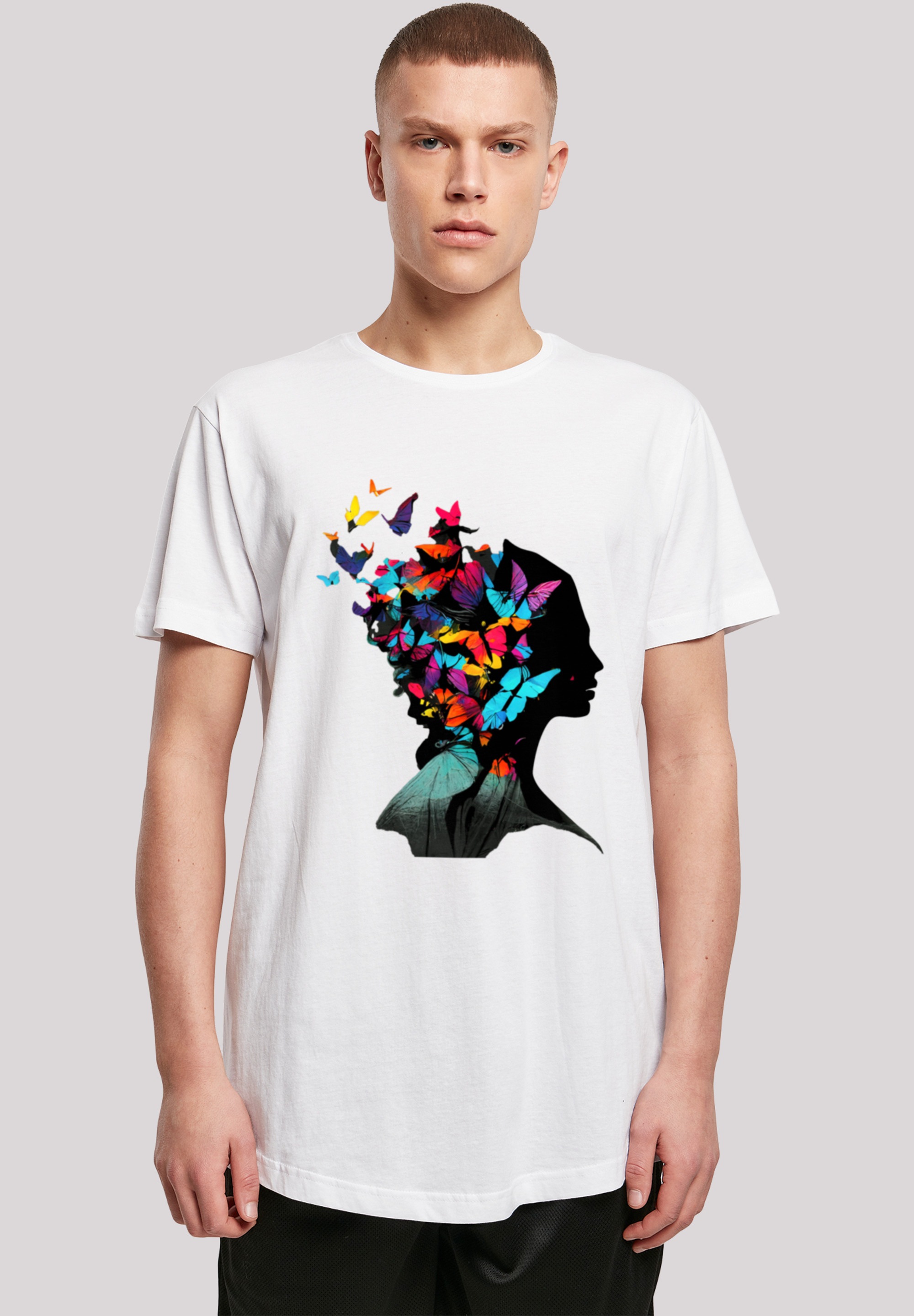 F4NT4STIC T-Shirt »Schmetterling Silhouette LONG TEE«, Print