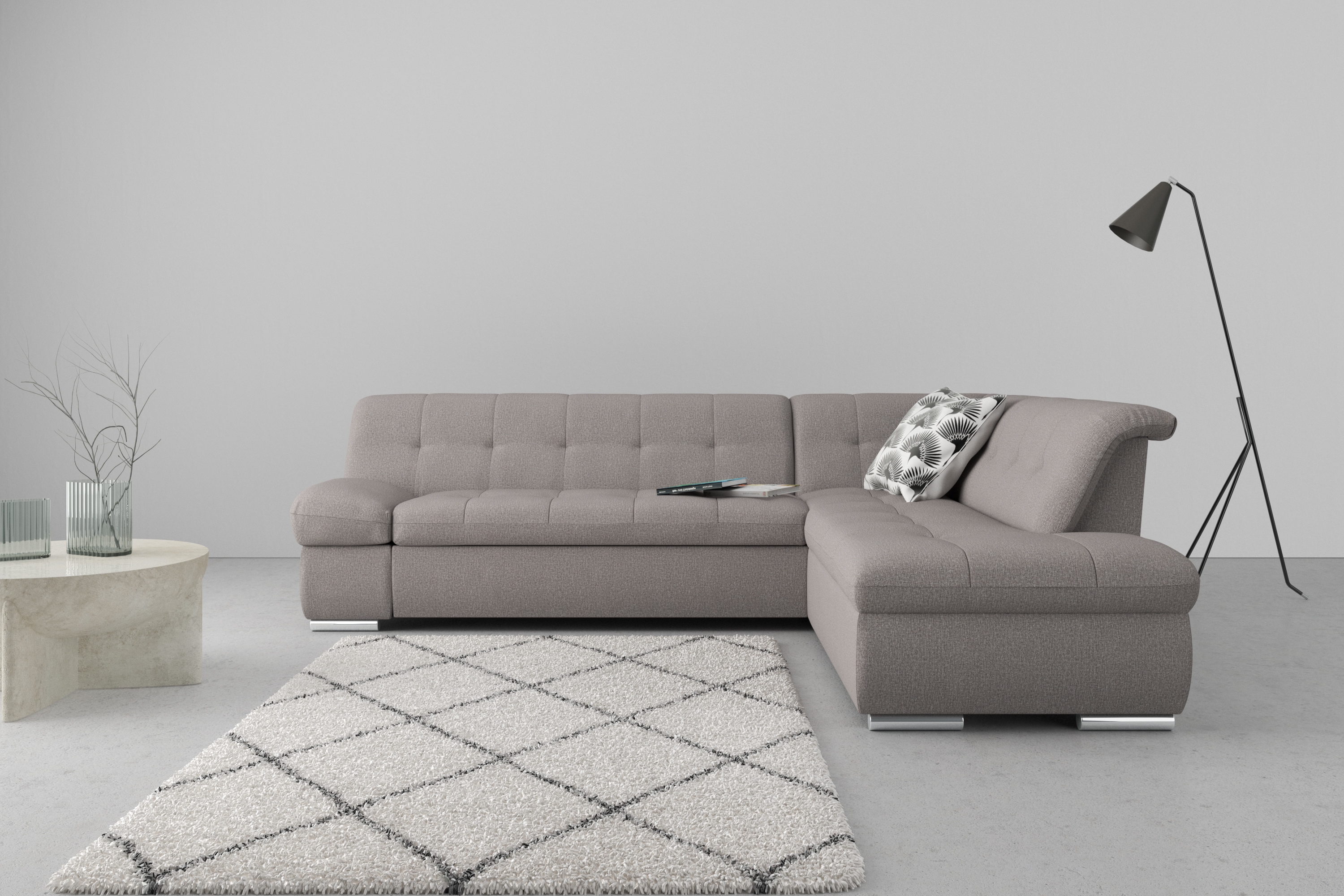 DOMO collection Ecksofa "MONA 271x213 cm, modern und komfortabel" whlw. mit Bett- und Armlehnfunktion, L-Form
