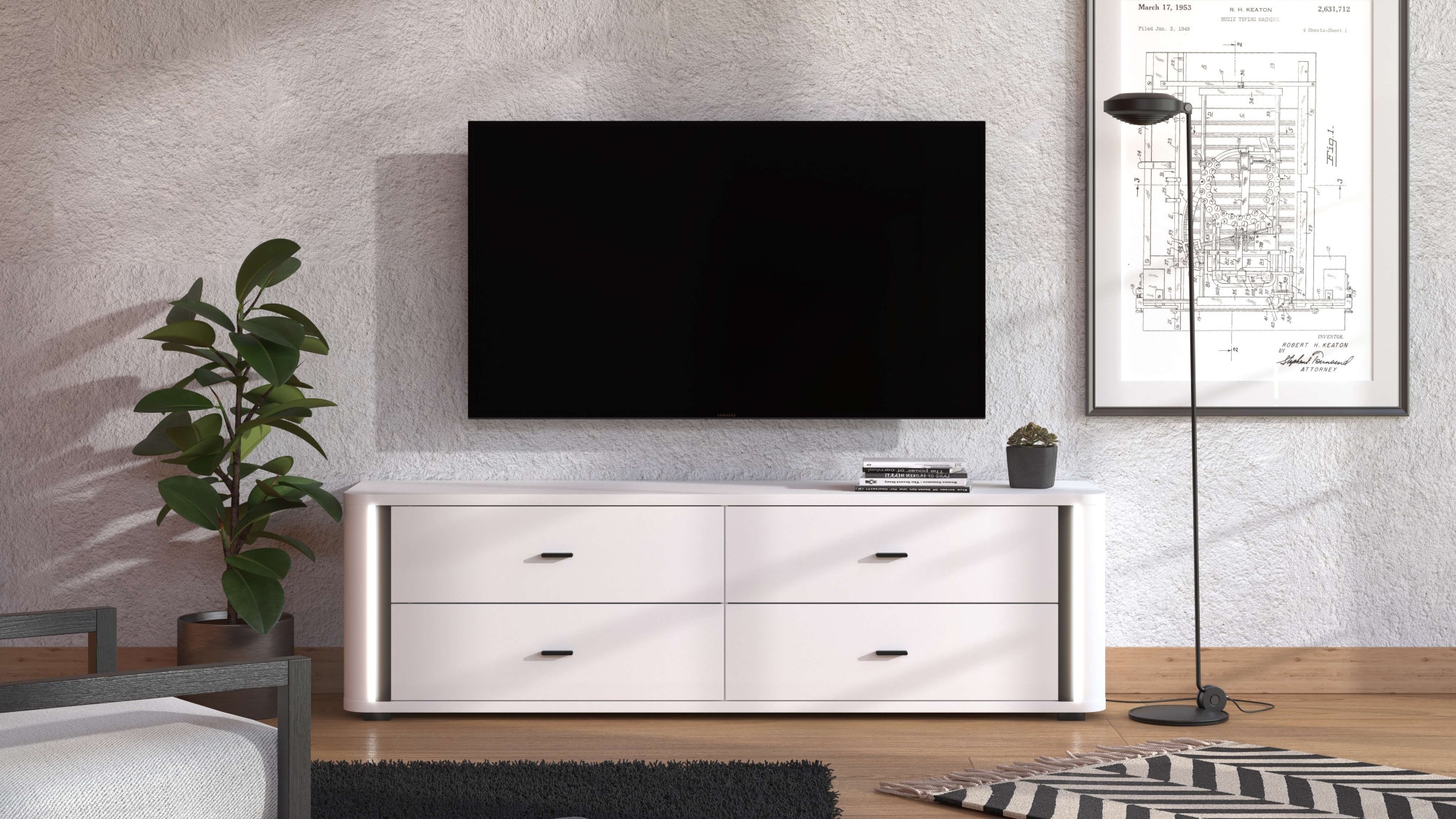 INOSIGN TV-Bank »York, TV-Kommode, TV-Schrank, TV-Bank«, mit 4 geräumigen Schubladen, Breite 176,5 cm, wandmontage