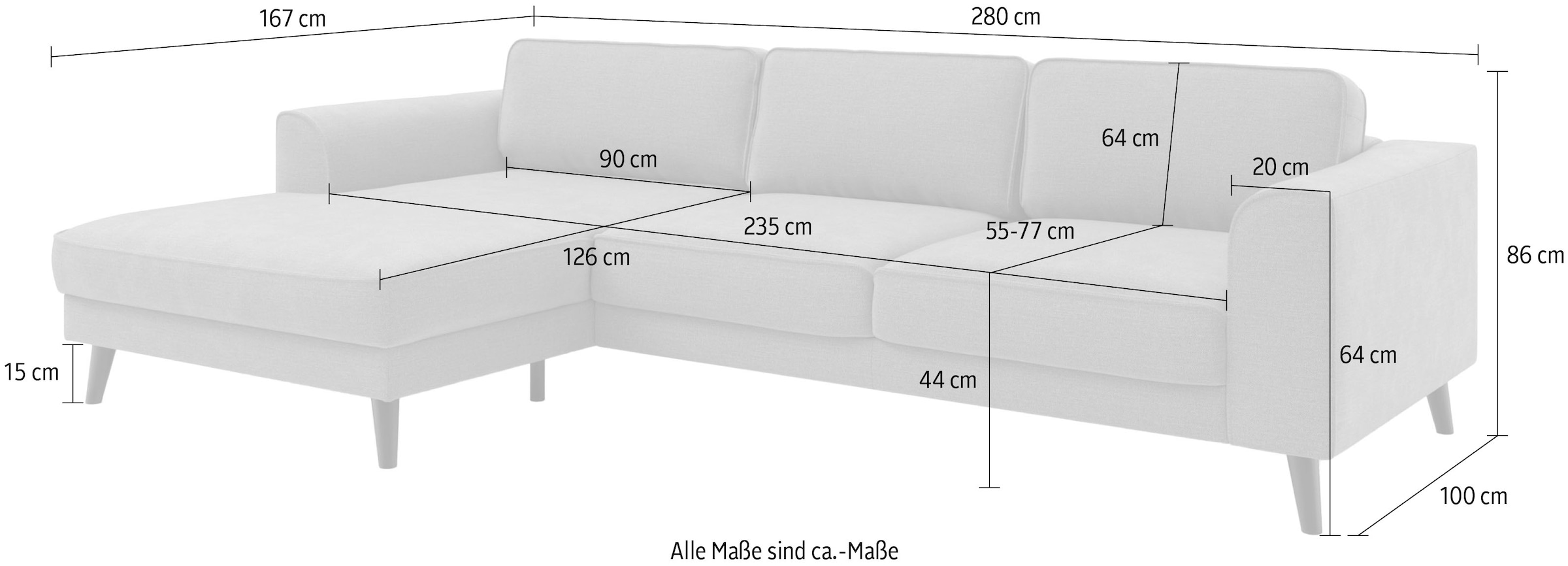 TRENDMANUFAKTUR Ecksofa »Lumber Jack, elegantes Designsofa, zeitlos modern, hoher Sitzkomfort«, wahlweise mit Bettfunktion u. Bettkasten, L-Form