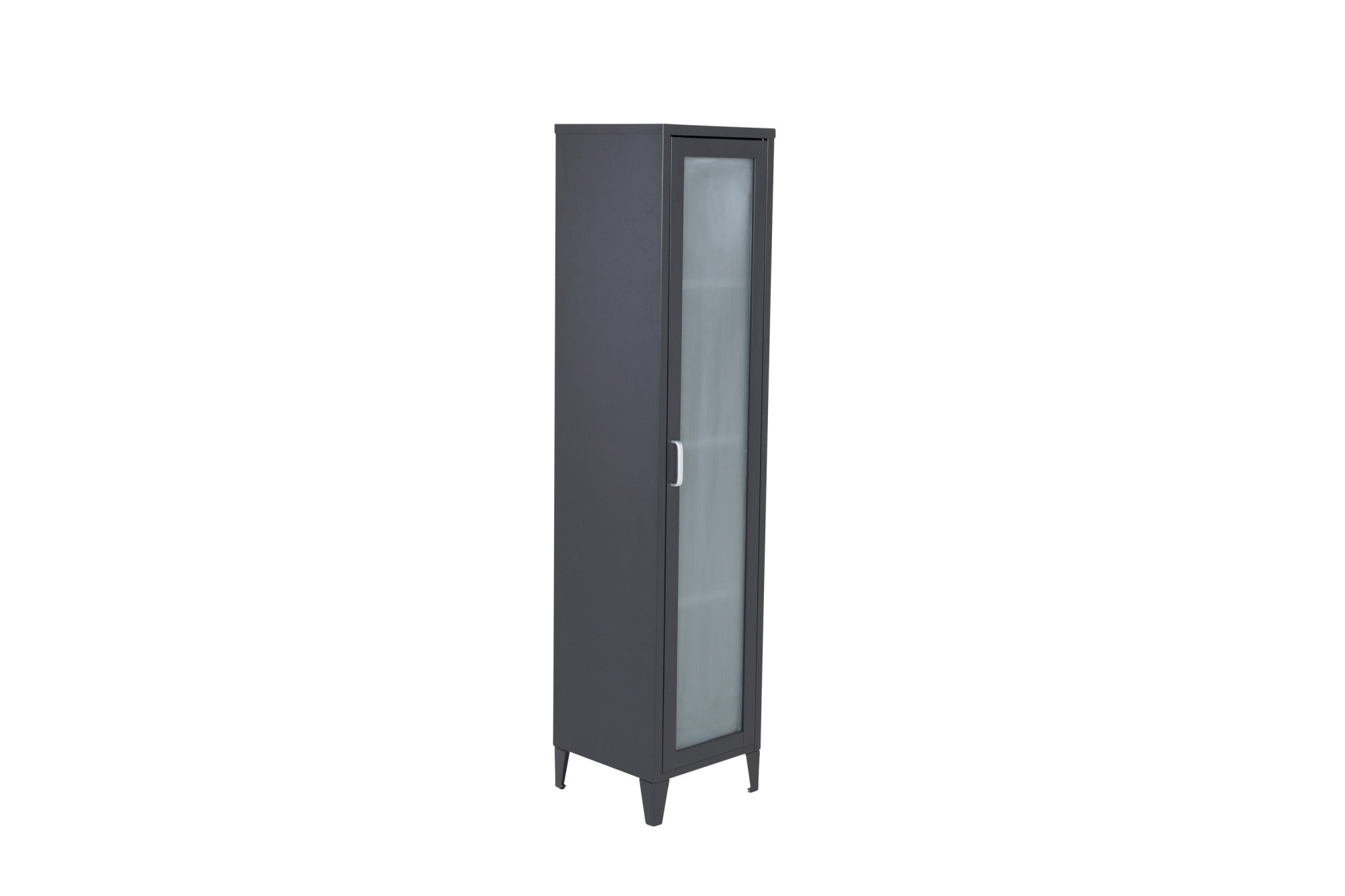 Venture Home Vitrine "Acero, schmaler Stauraumschrank in Schwarz-Stahl, Höhe 150 cm" Pulverbeschichtung, schmal, hoch, mordern