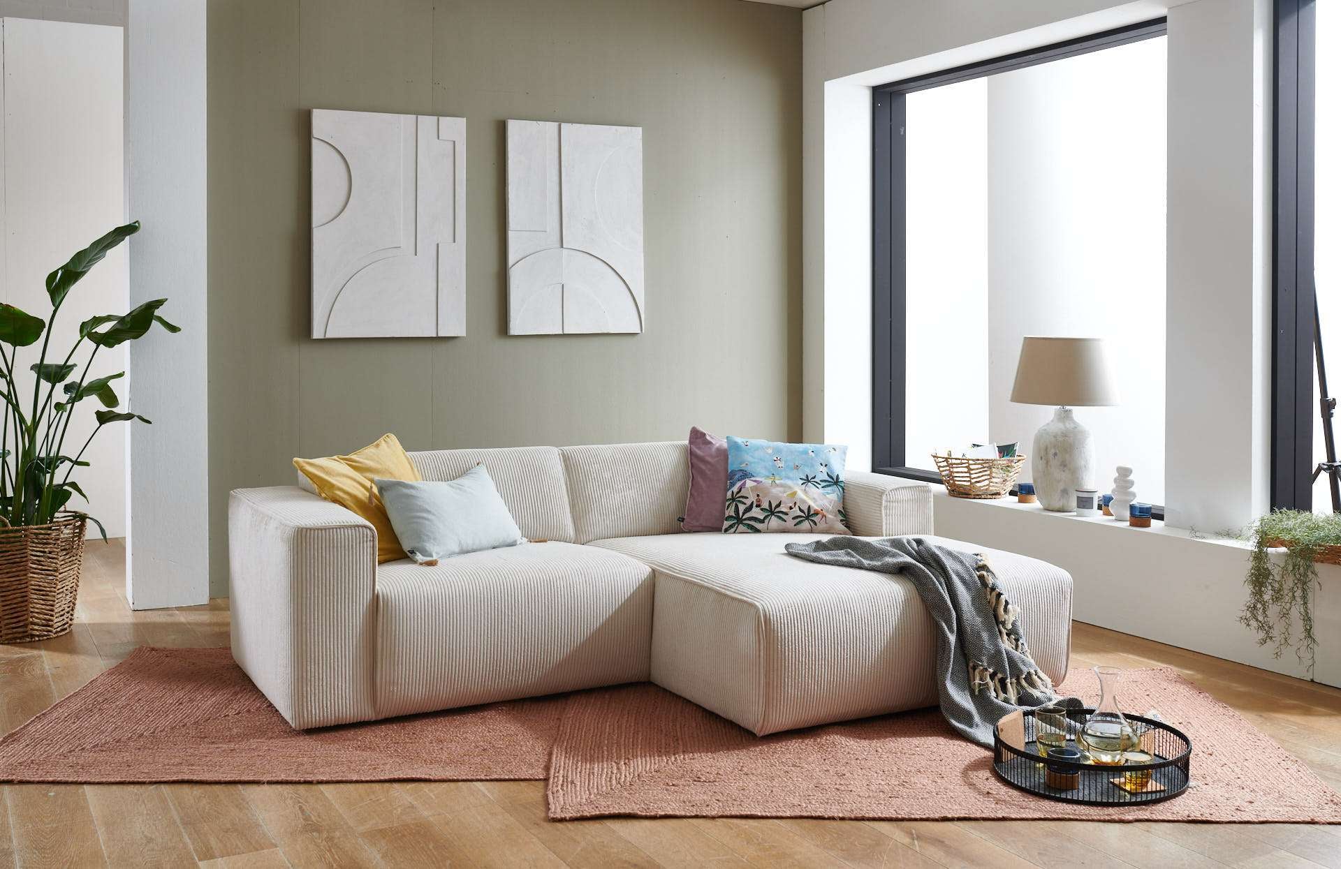 Home affaire Ecksofa "Noord mit Kedernaht, Breite 234 cm, L-Form" Cord, Str günstig online kaufen