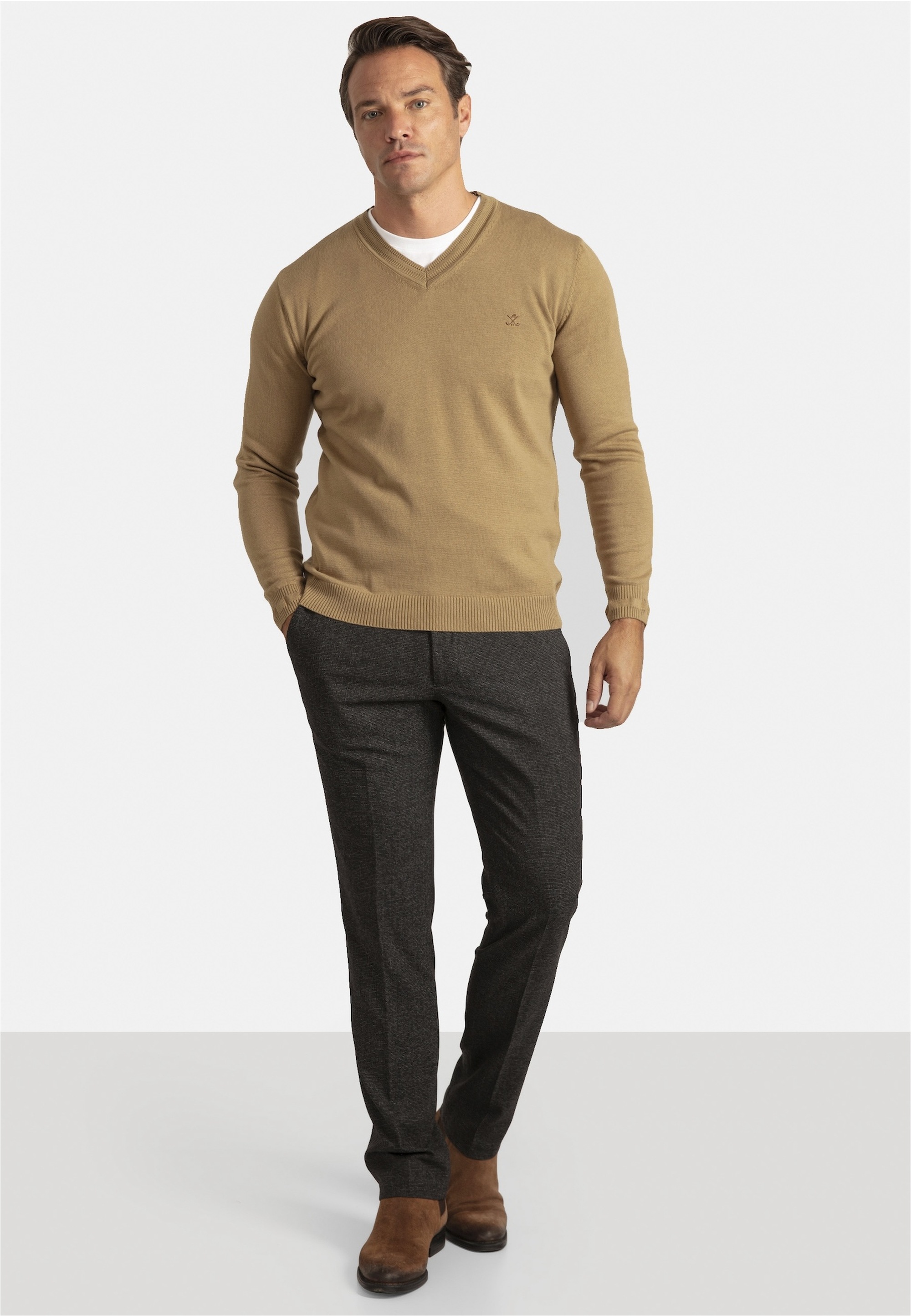 SIR RAYMOND TAILOR Strickpullover »Los Angeles«, (1 tlg.), mit klassischem V-Ausschnitt