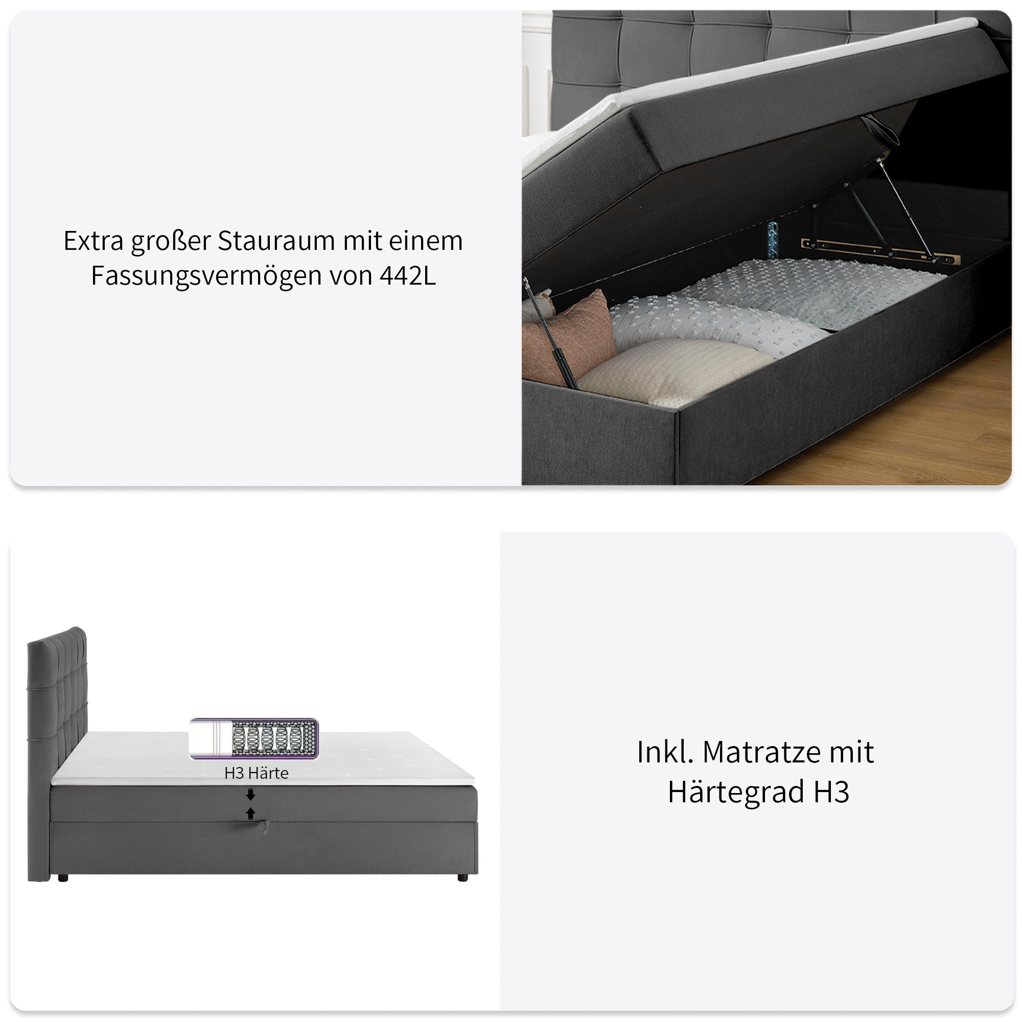 OTTO home Boxbett »Tommes inkl. Bettkasten und Topper, Liegefläche 180x200cm« erhältlich in der Größe 180x200 cm