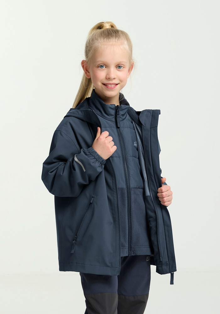 Jack Wolfskin 3-in-1-Funktionsjacke »HYBRID 3IN1 JACKET K«, 3in1, wasserdicht, Übergangsjacke