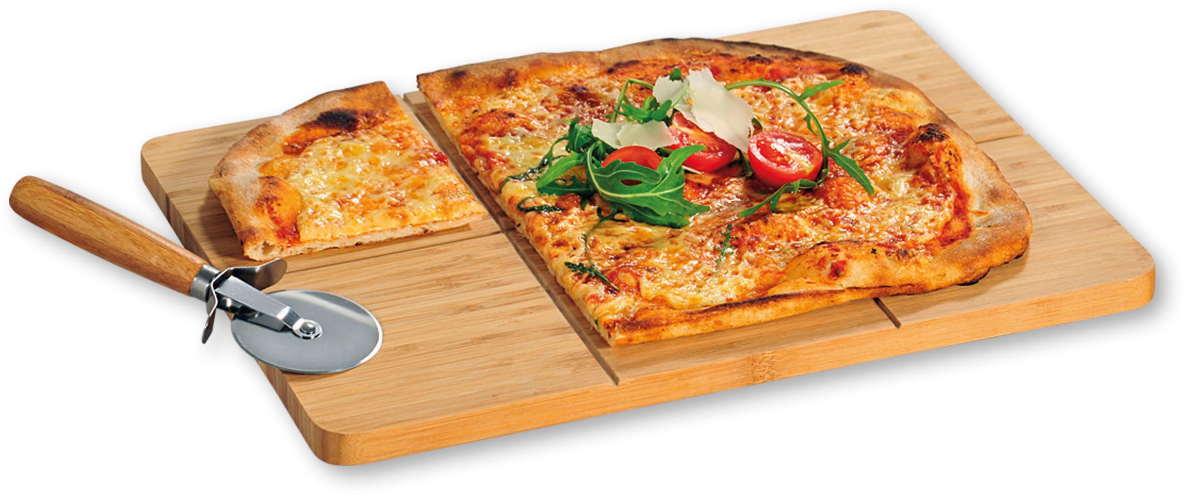 KESPER Schneidebrett aus FSC-zertifiziertem Bambus, inkl. Pizzaschneider günstig online kaufen