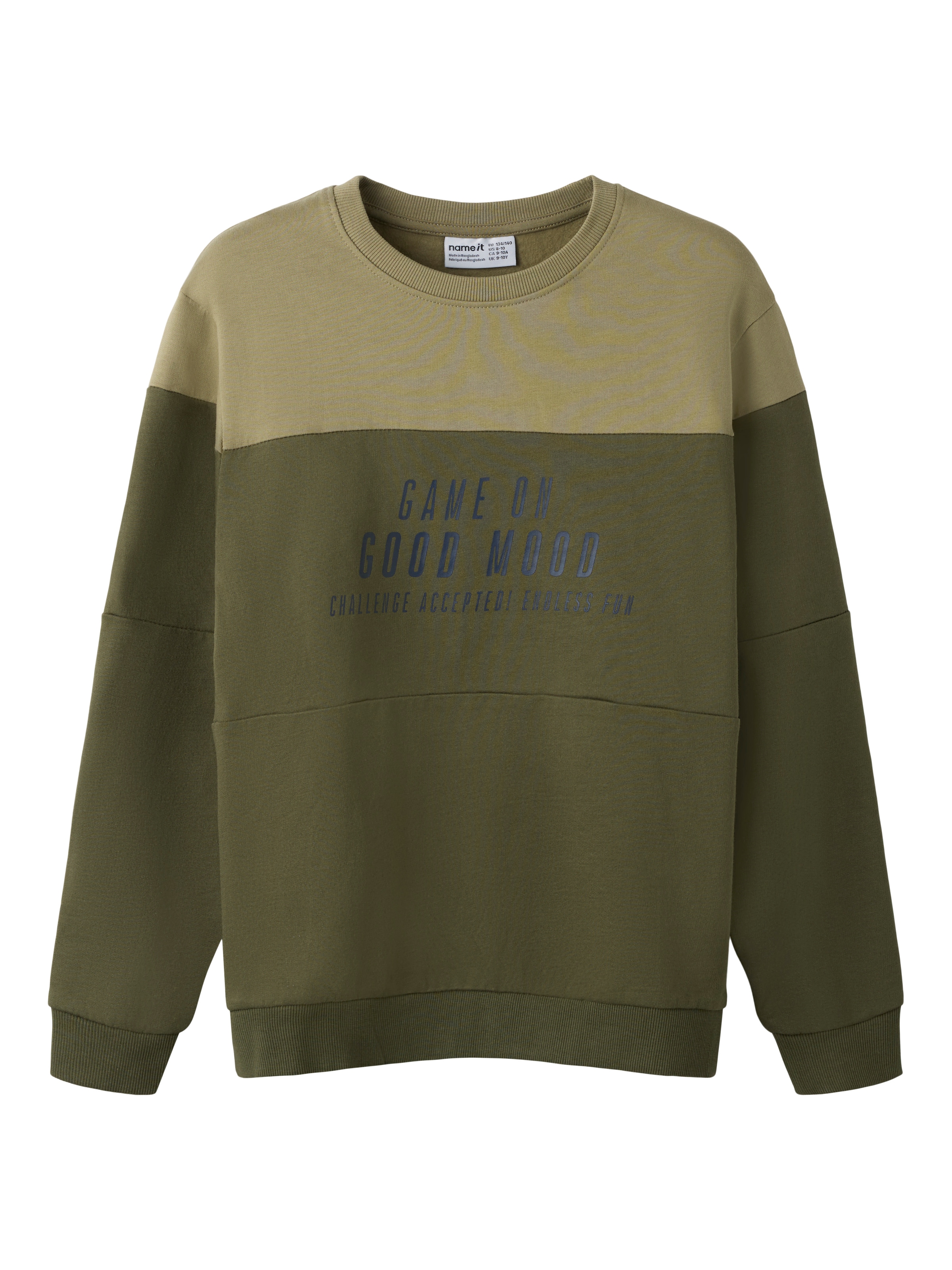 Name It Sweatshirt »NKMVEMIL LS NREG SWEAT BRU«, Baumwolle, regular fit, Colorblock, Print
