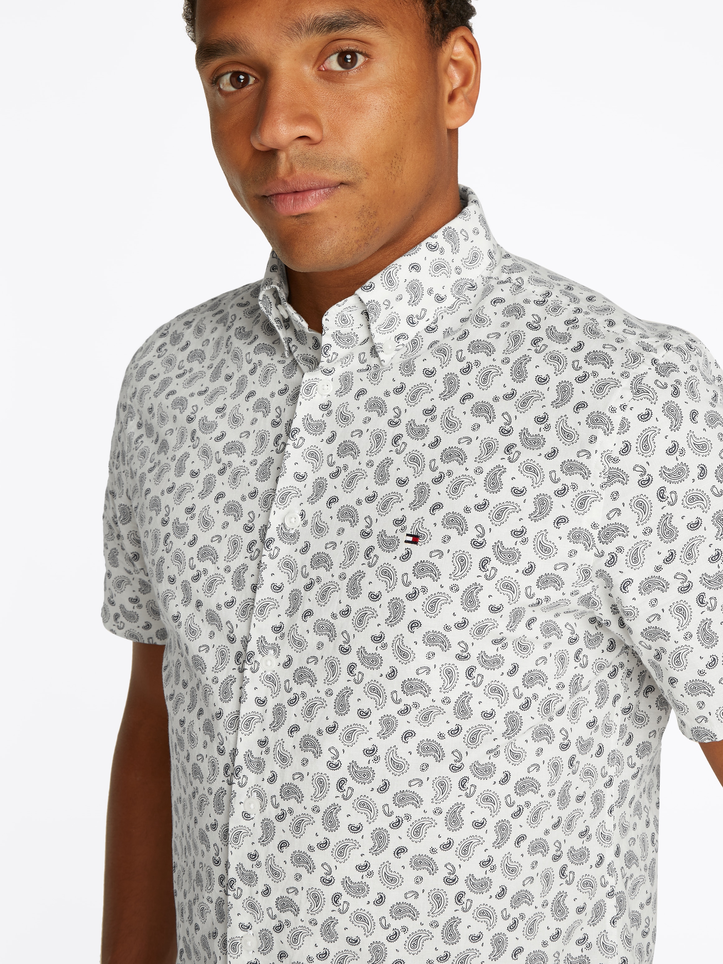 Tommy Hilfiger Kurzarmhemd »COTTON LINEN PAISLEY RF SS SHIRT«
