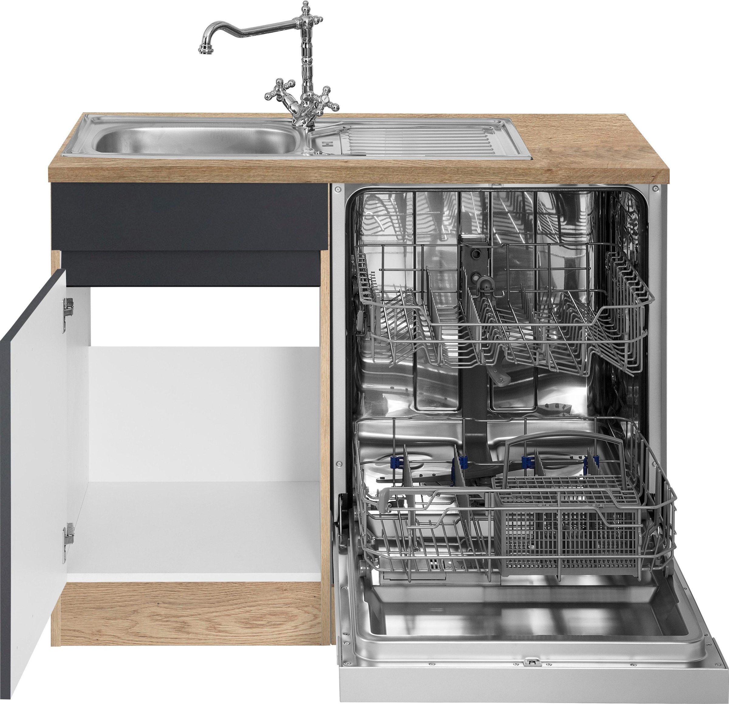 OPTIFIT Winkelküche »Roth«, Stellmaße 300x175 cm, wahlweise mit E-Geräten, mit Apothekerschrank