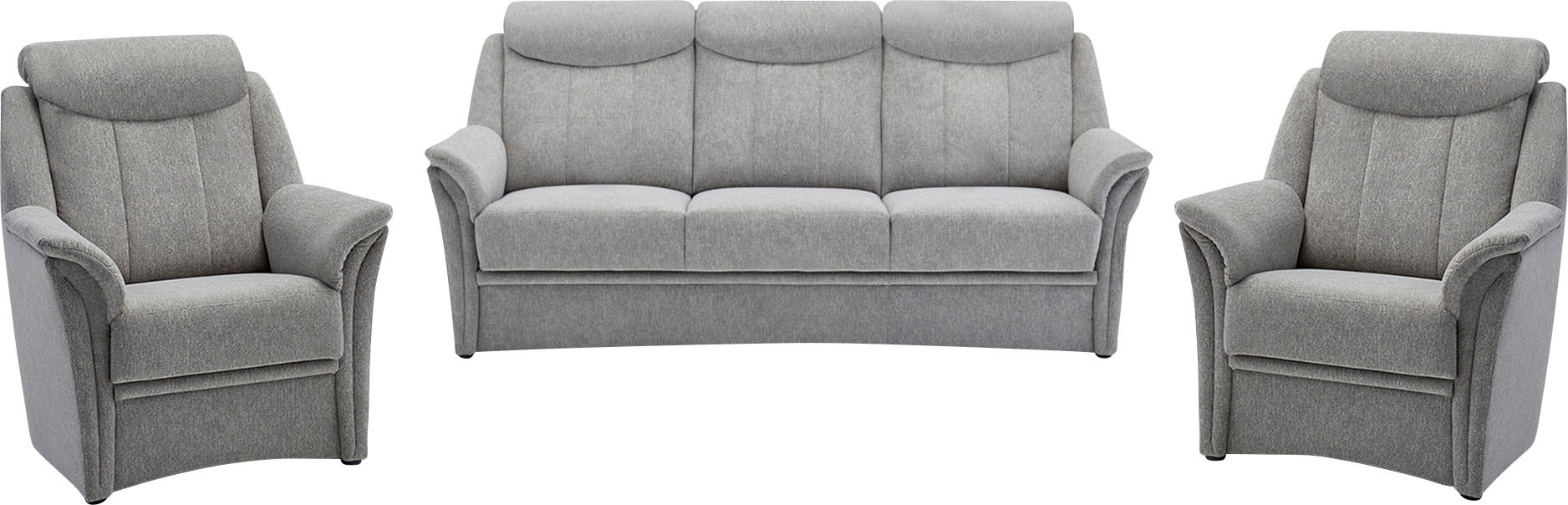 VILLA BECK Polstergarnitur »Lugano«, (Set, 3 tlg.), Kopfteilverstellung, in Sitzhöhe 49 cm, 3-Sitzer und 2x Sessel