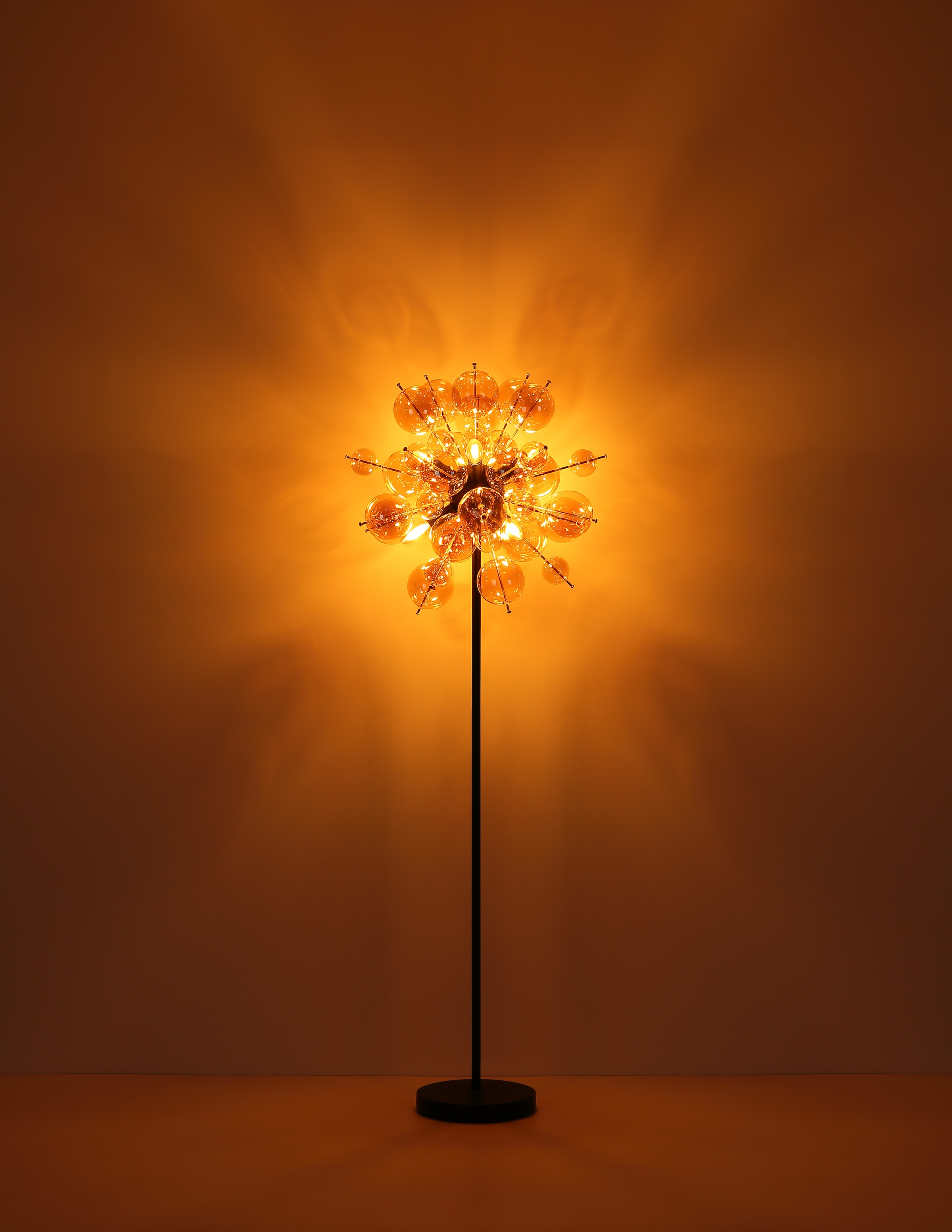 GLOBO LIGHTING Stehlampe »UDO«, Leuchtmittel E14 | ohne Leuchtmittel, Stehlampe/goldfarben/Glaskugeln/modern/Wohnzimmer/Flur/Schlafzimmer