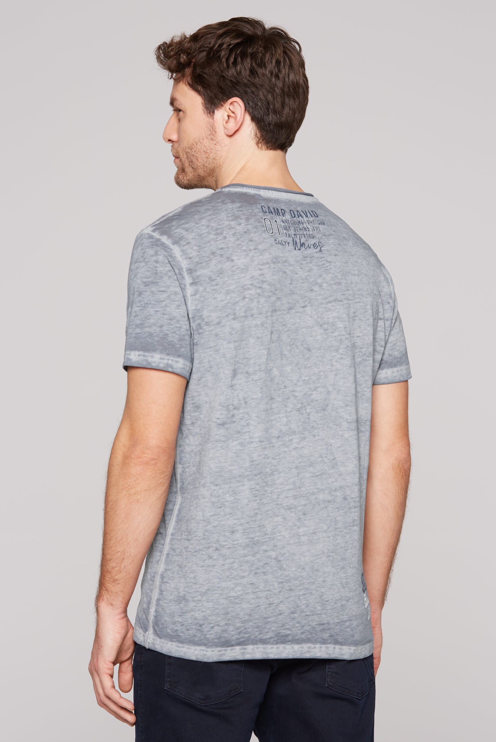 CAMP DAVID Henleyshirt, mit Rollsaum am Ausschnitt