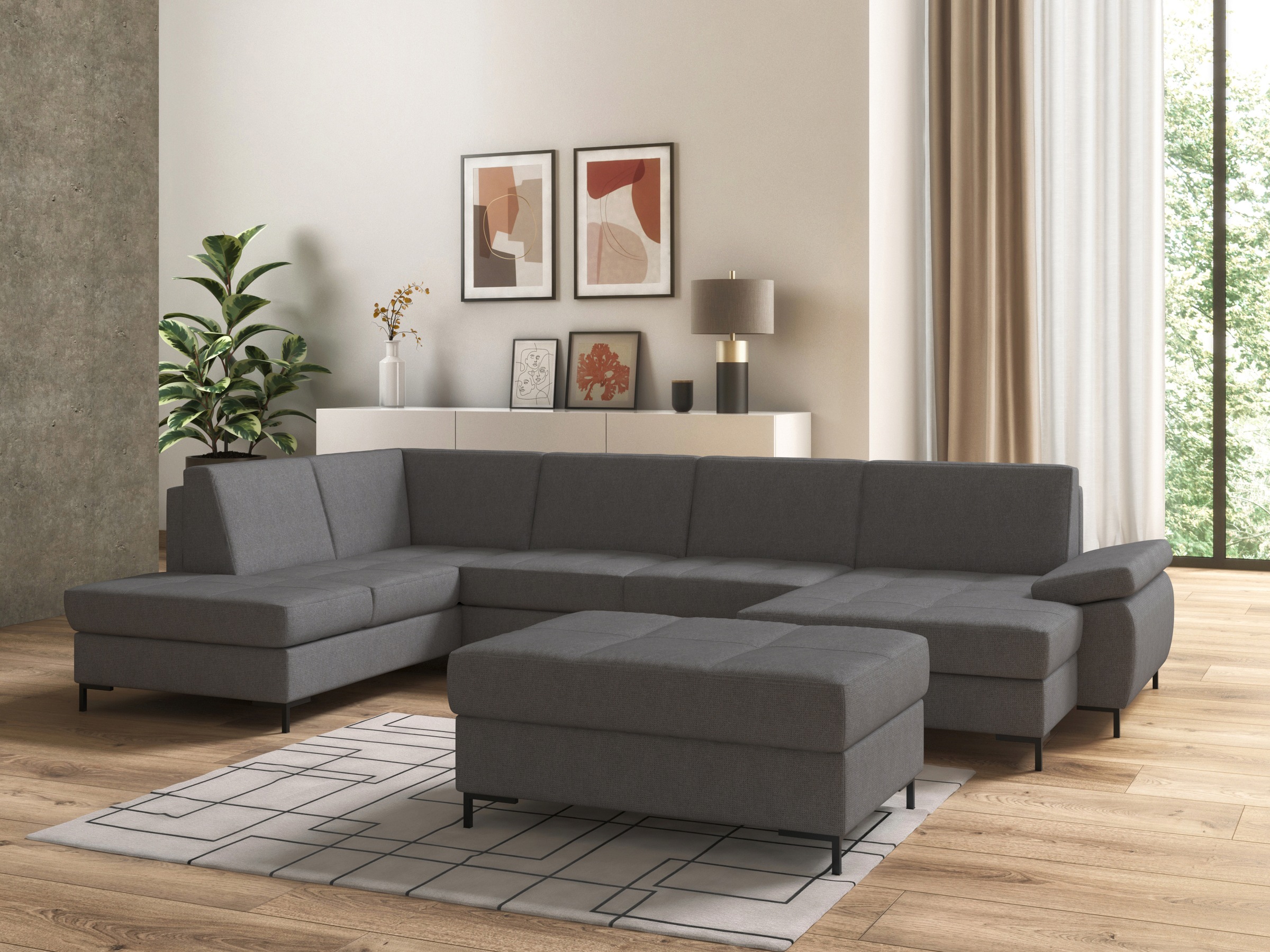 DOMO collection Wohnlandschaft »Capelo U-Form«, mit Armteilverstellung, wahlweise mit Bettfunktion, Federkern