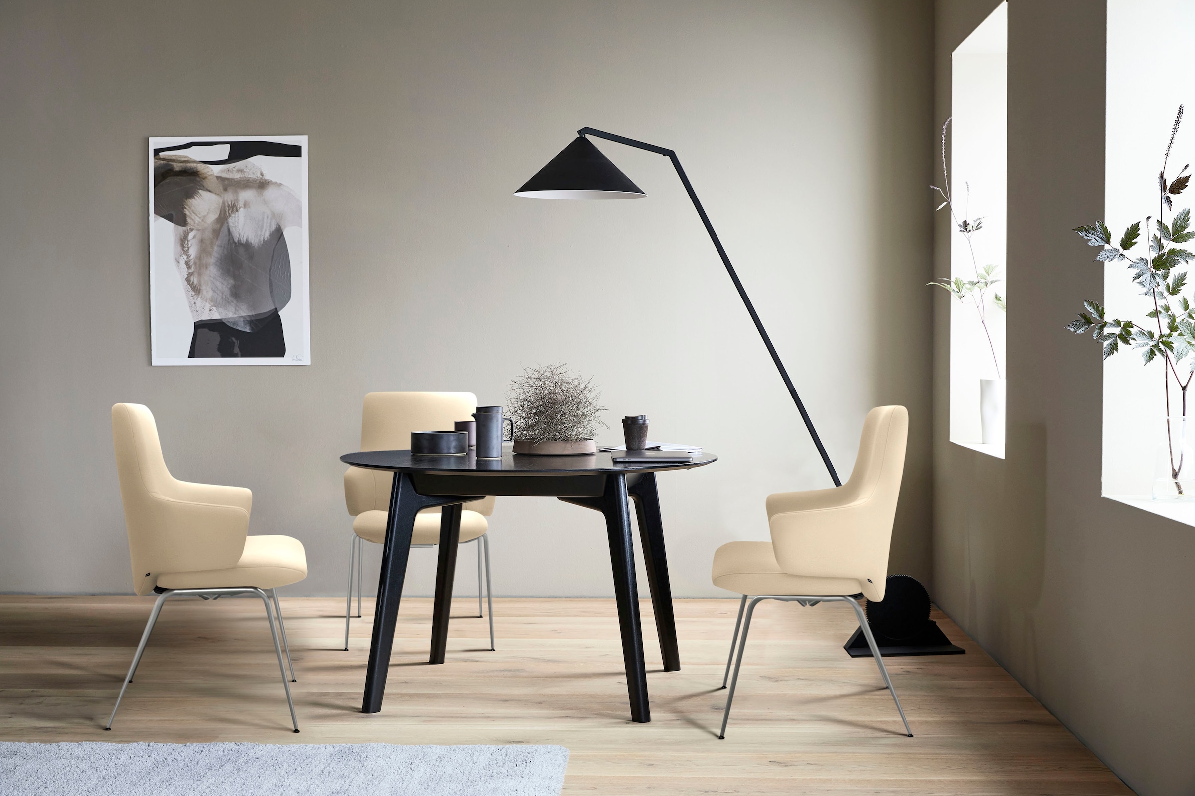 Stressless Polsterstuhl "Laurel" () Low Back mit Armlehne, Größe L, mit Beinen aus Stahl in Schwarz matt