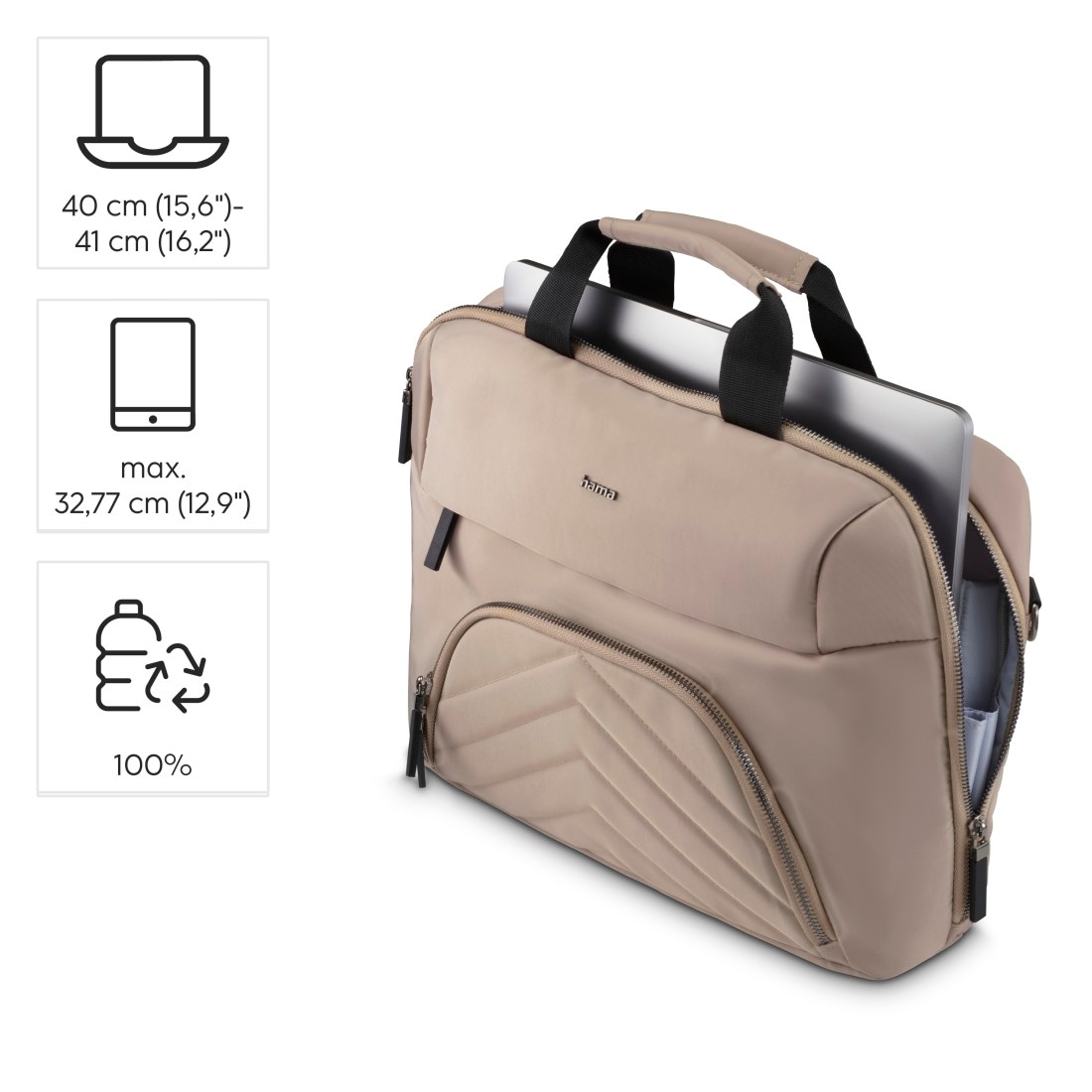 Hama Laptoptasche »Laptoptasche für 15,6" - 16,2" (Tragegurt, Tabletfach, 3 extra Fächer)« Universell, nachhaltig, umweltbewusst