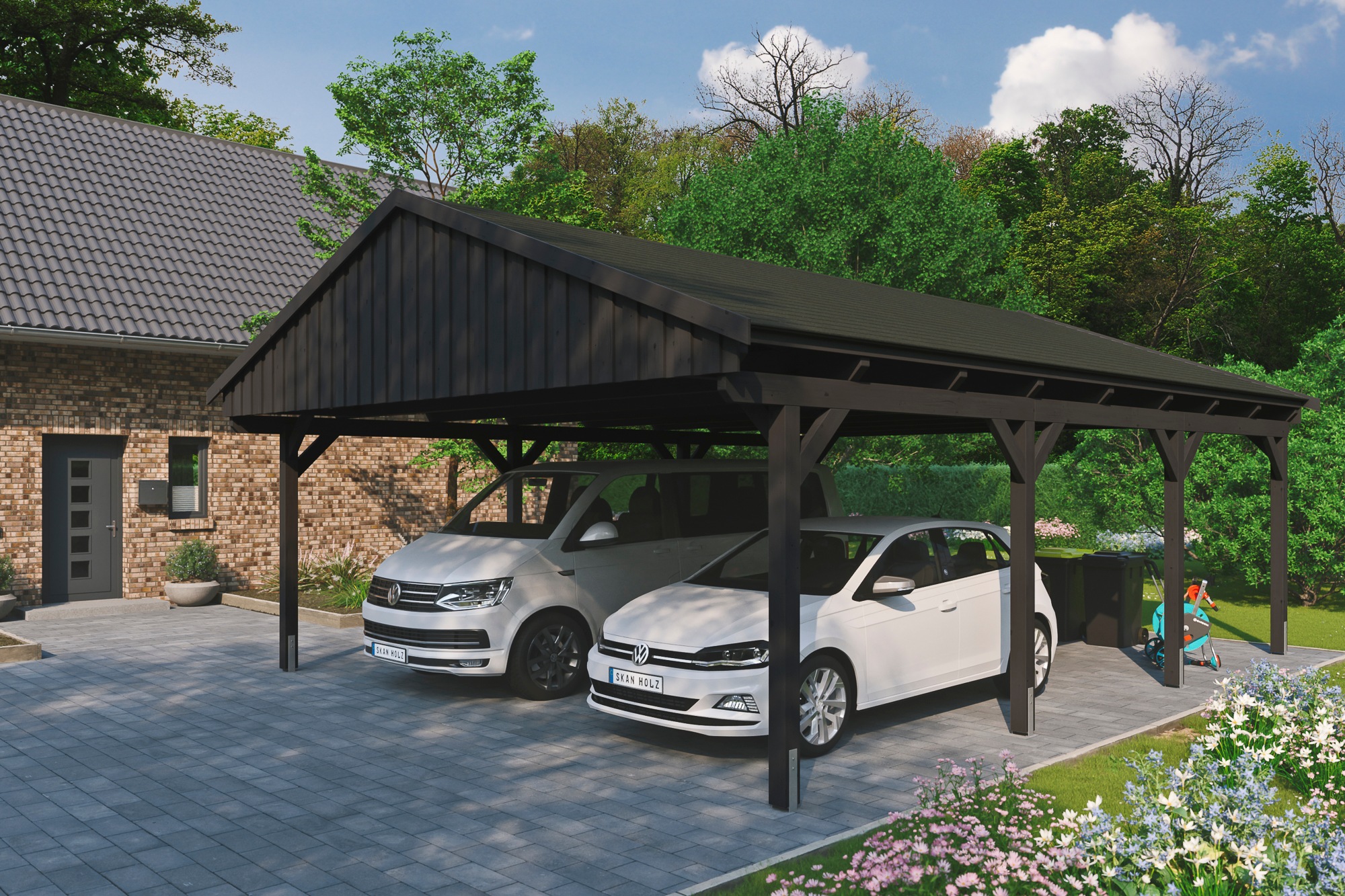 Skanholz Doppelcarport »Fichtelberg«, 574 cm, Anthrazit