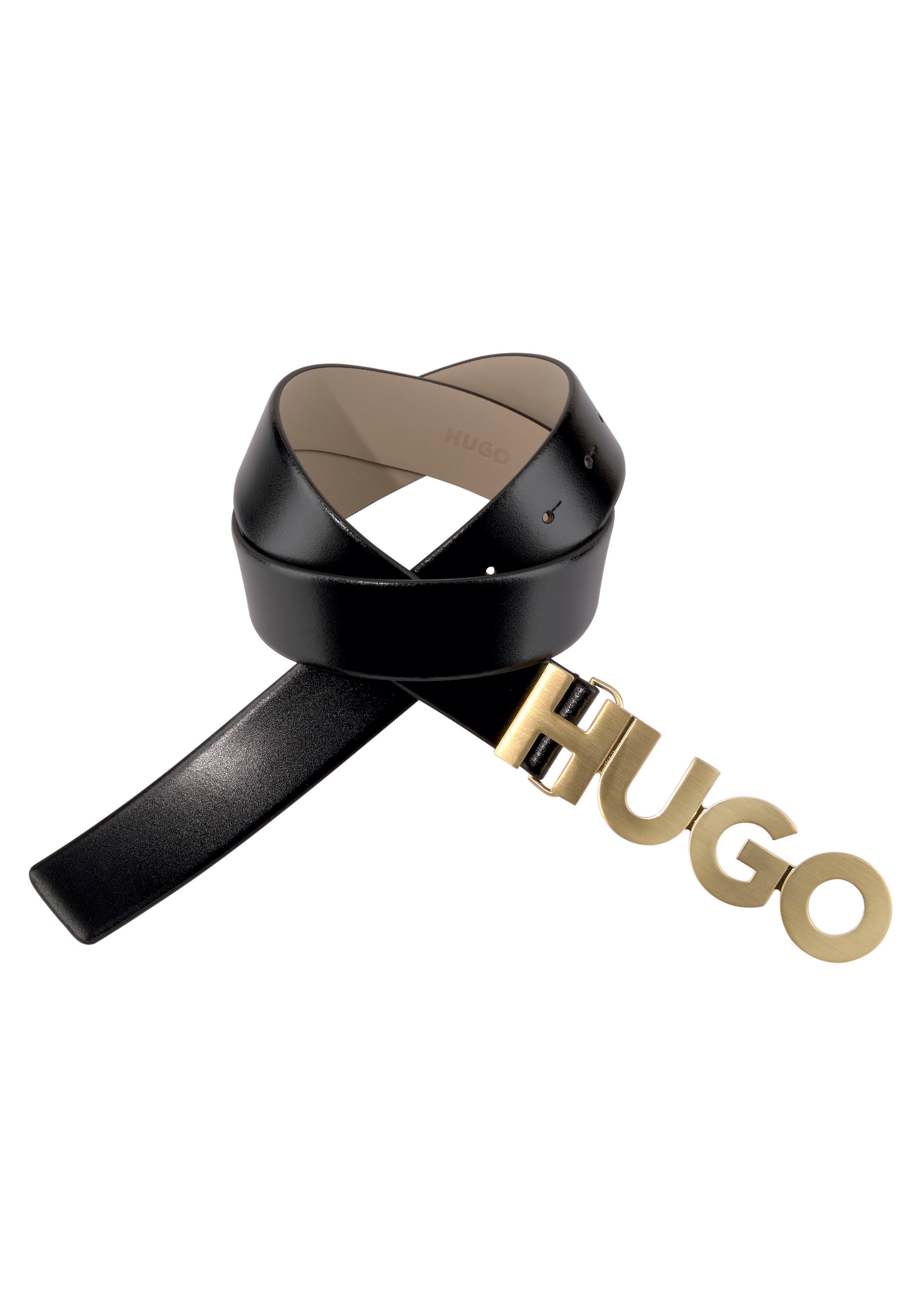 HUGO Ledergürtel, mit Logo-Schliesse