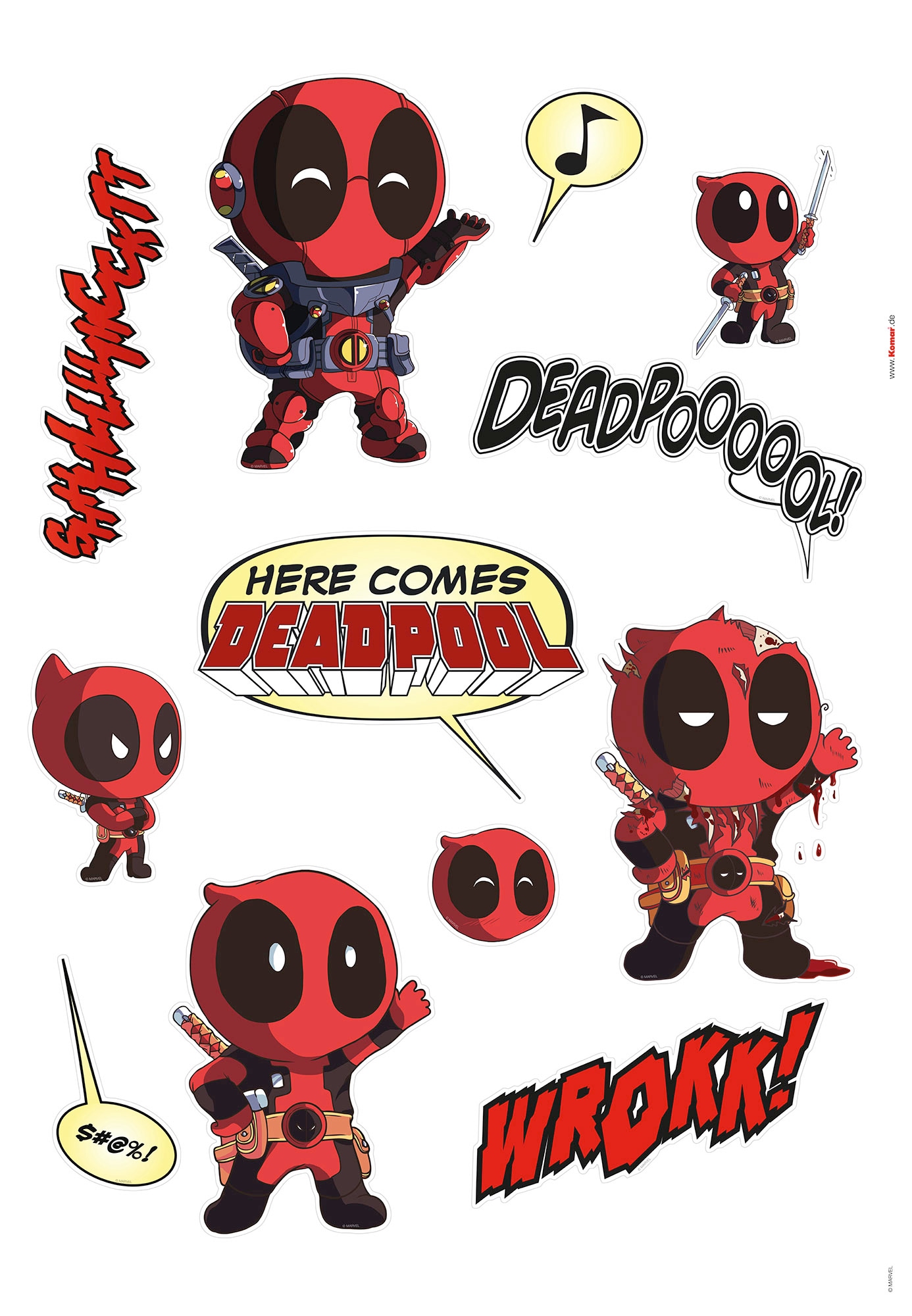 Komar Wandtattoo "Deadpool Cute - Größe 50 x 70 cm" selbstklebend, Wandsticker, Kinderzimmer