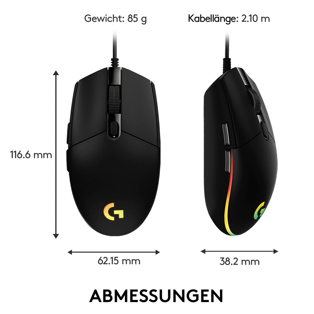 Logitech Gaming-Maus »G203 LIGHTSYNC«, kabelgebunden, 1 MHz