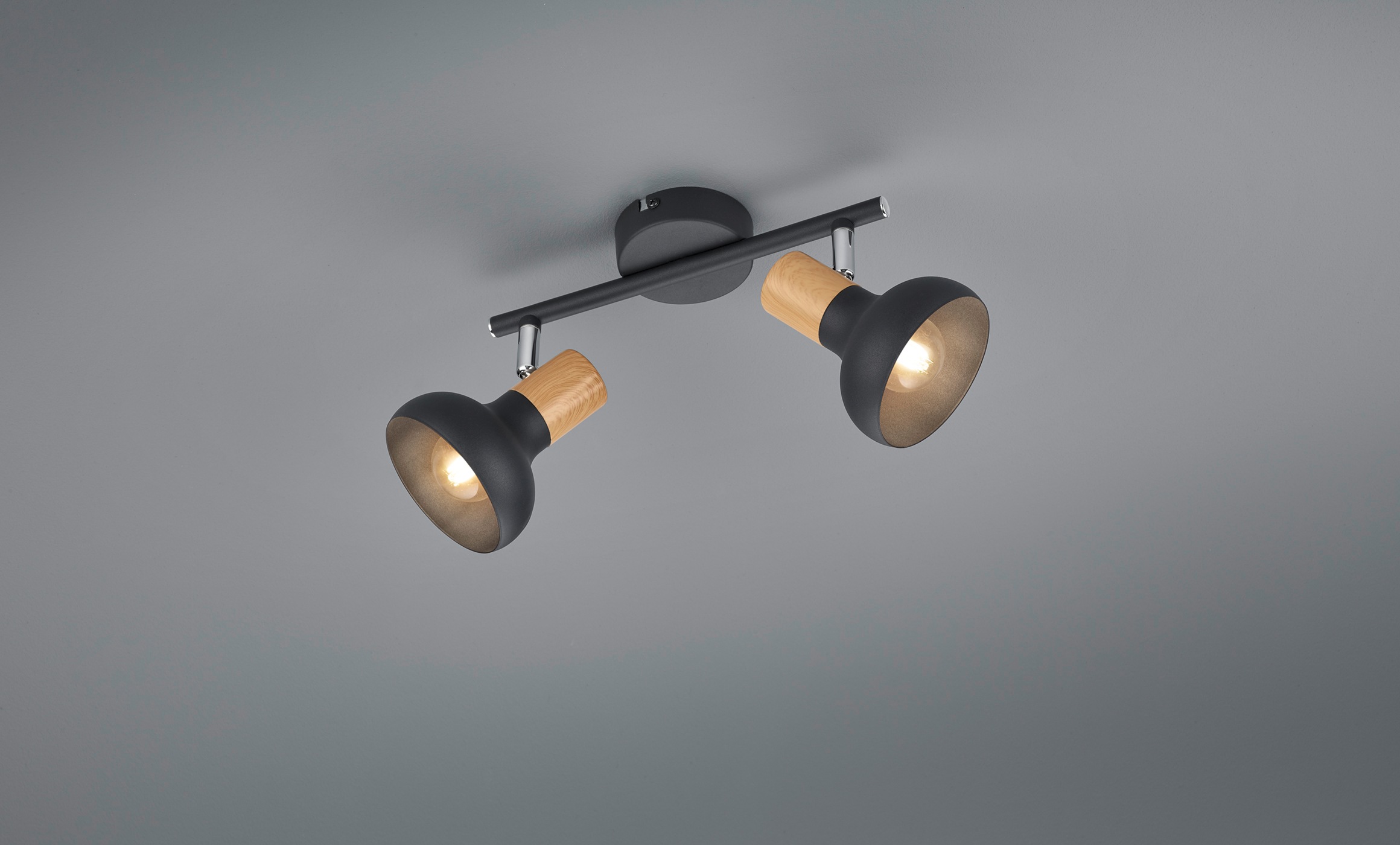 REALITY Leuchten Deckenstrahler »LATIKA, Strahler 2-flammig, exkl 2x E14 max 10W, Deckenspot Wandspot«, 2 flammig, Leuchtmittel E14 | Leuchtmittel wechselbar, schwenkbarer Strahler, Metall und Holzoptik Lackierung, Spot Licht