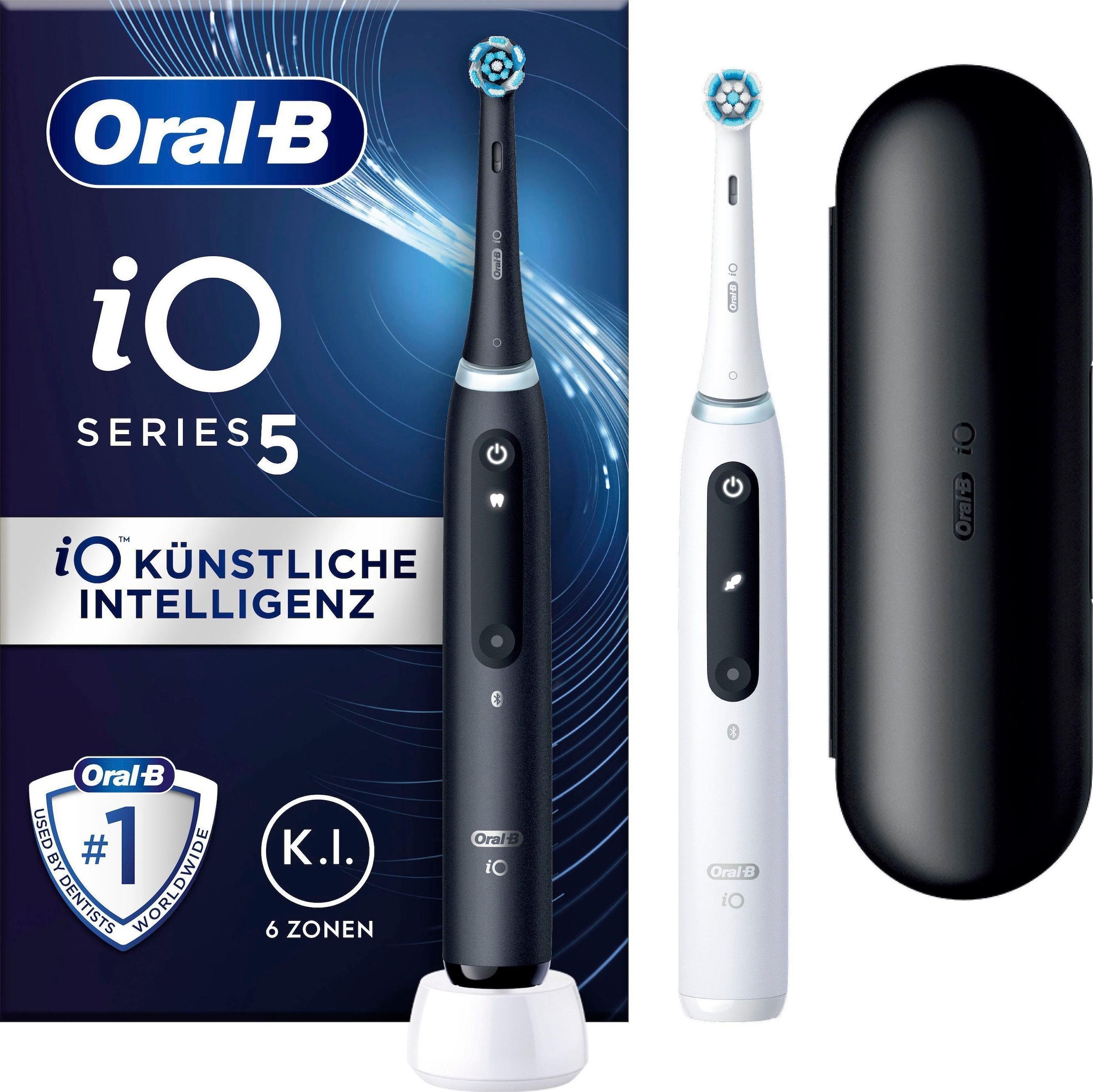 Oral B Putzmodi, LED-Anzeige, mit 5 Magnet-Technologie, BAUR Reiseetui St. bestellen 5 Duopack«, | Zahnbürste 2 Aufsteckbürsten, Elektrische »iO