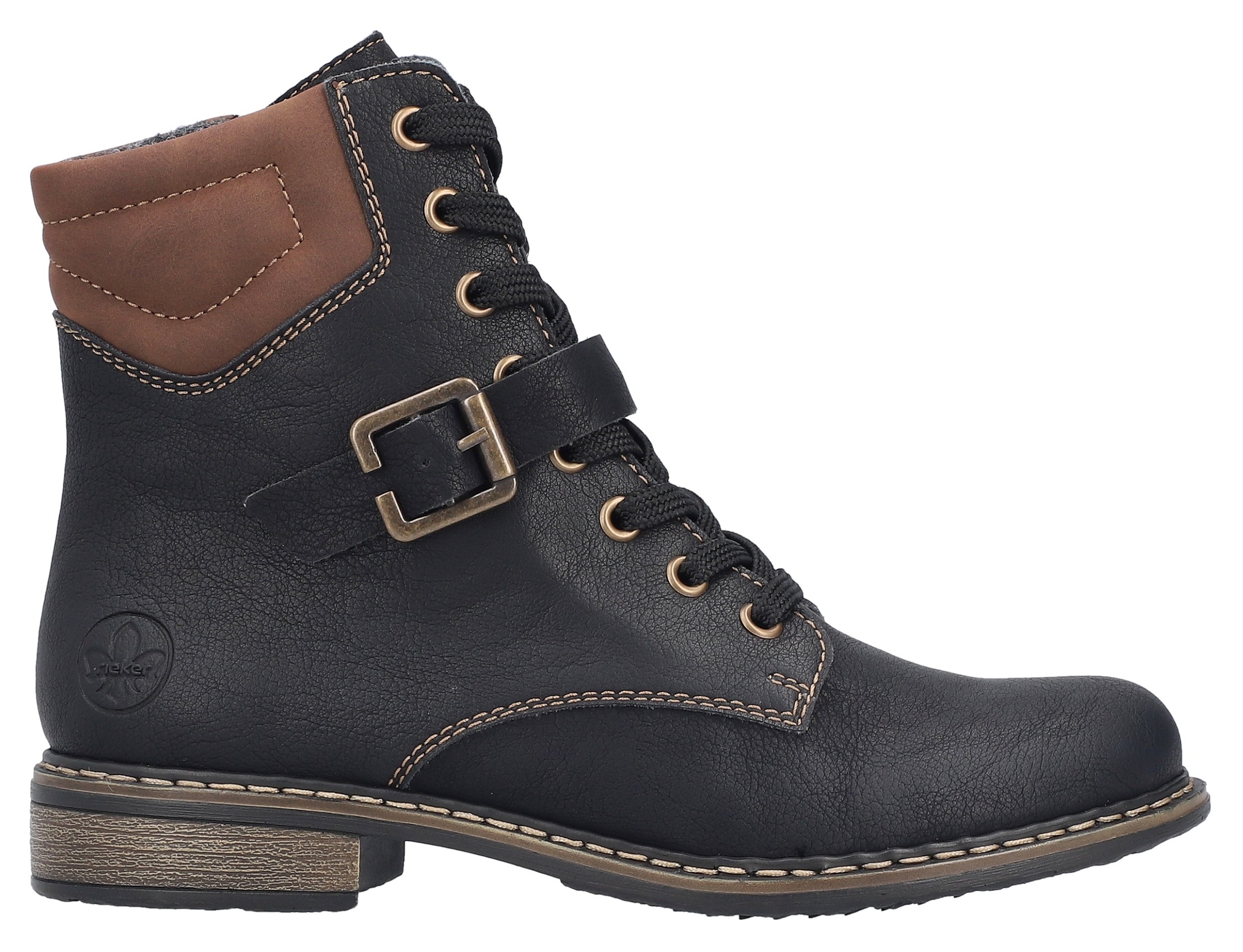 Rieker Schnürstiefelette, Schnürboots, Stiefelette, Blockabsatz, mit gepolstertem Schaftrand