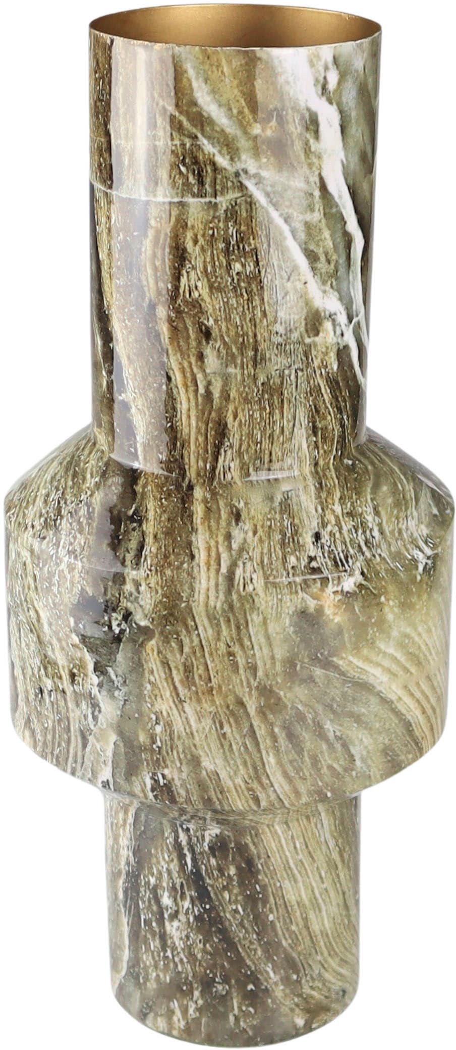 AM Design Tischvase "Marmoroptik" Dekovase aus Metall, Höhe ca. 45 cm