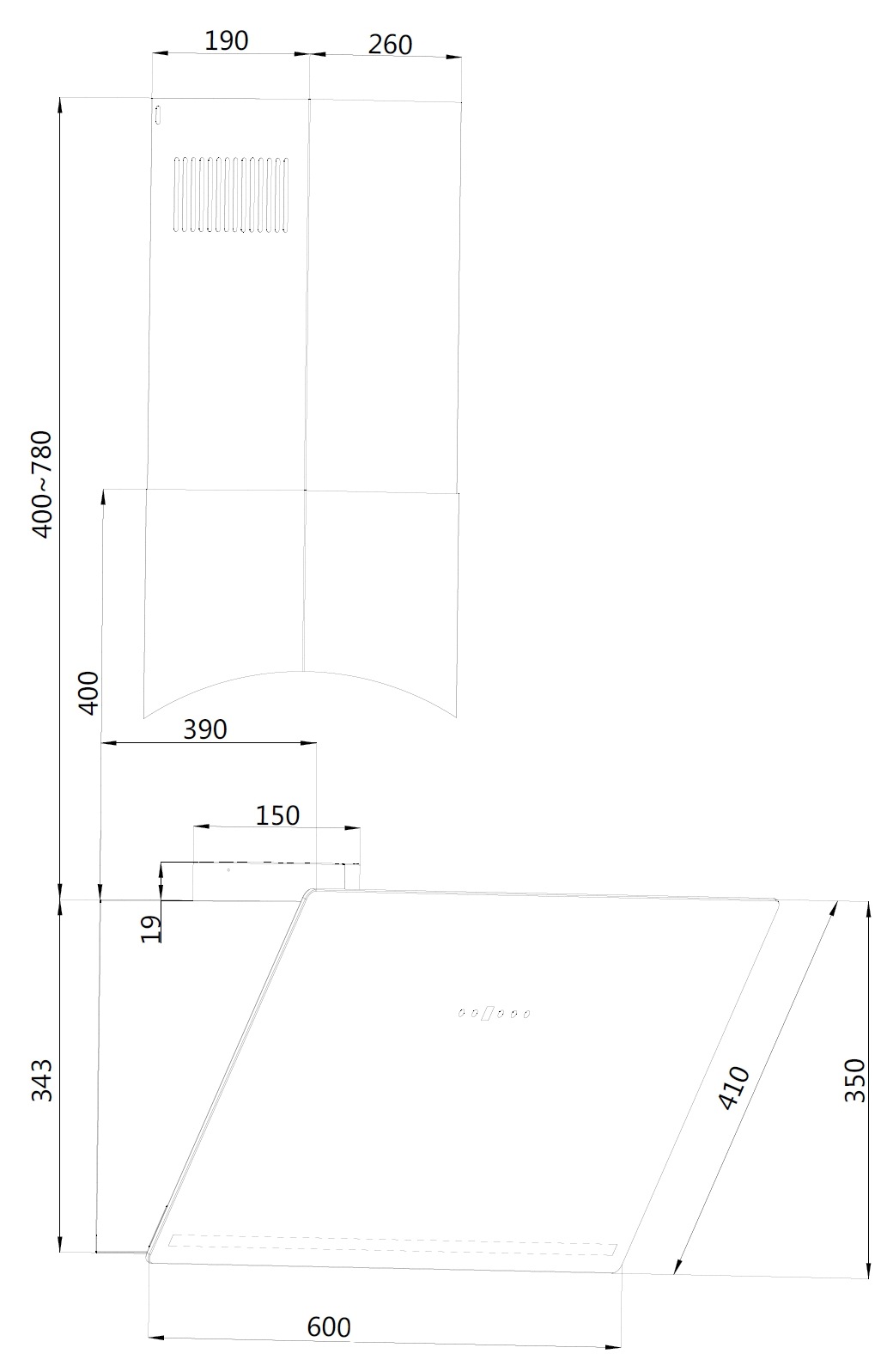 Amica Kaminhaube »KHF 666 700 S HC« Schwarz, touch & hell – HoodConnect Pro für freie Planung