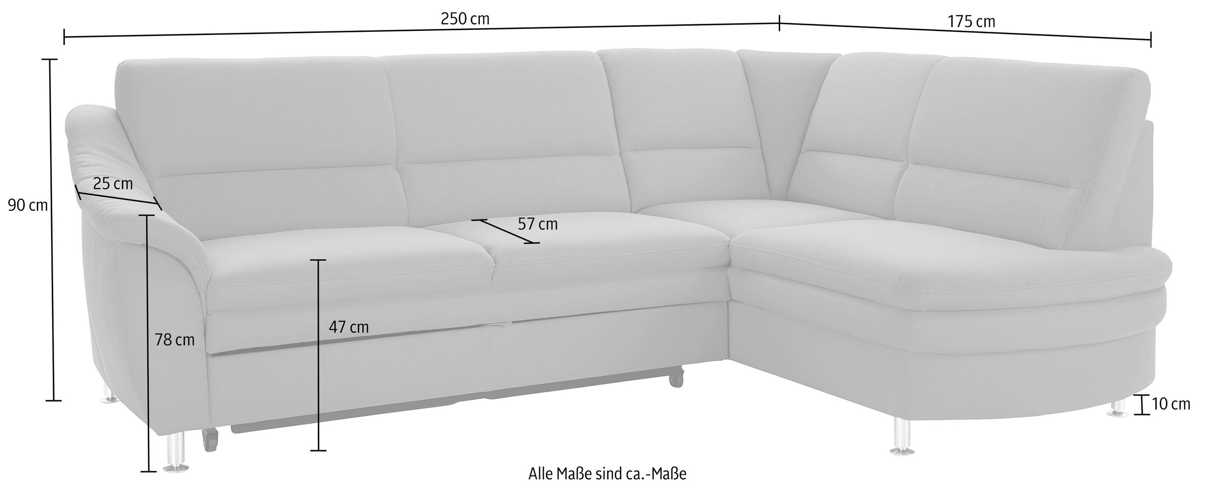 sit&more Ecksofa »Cardoso L-Form«, mit Federkern, wahlweise mit Bettfunktion und Schubkasten