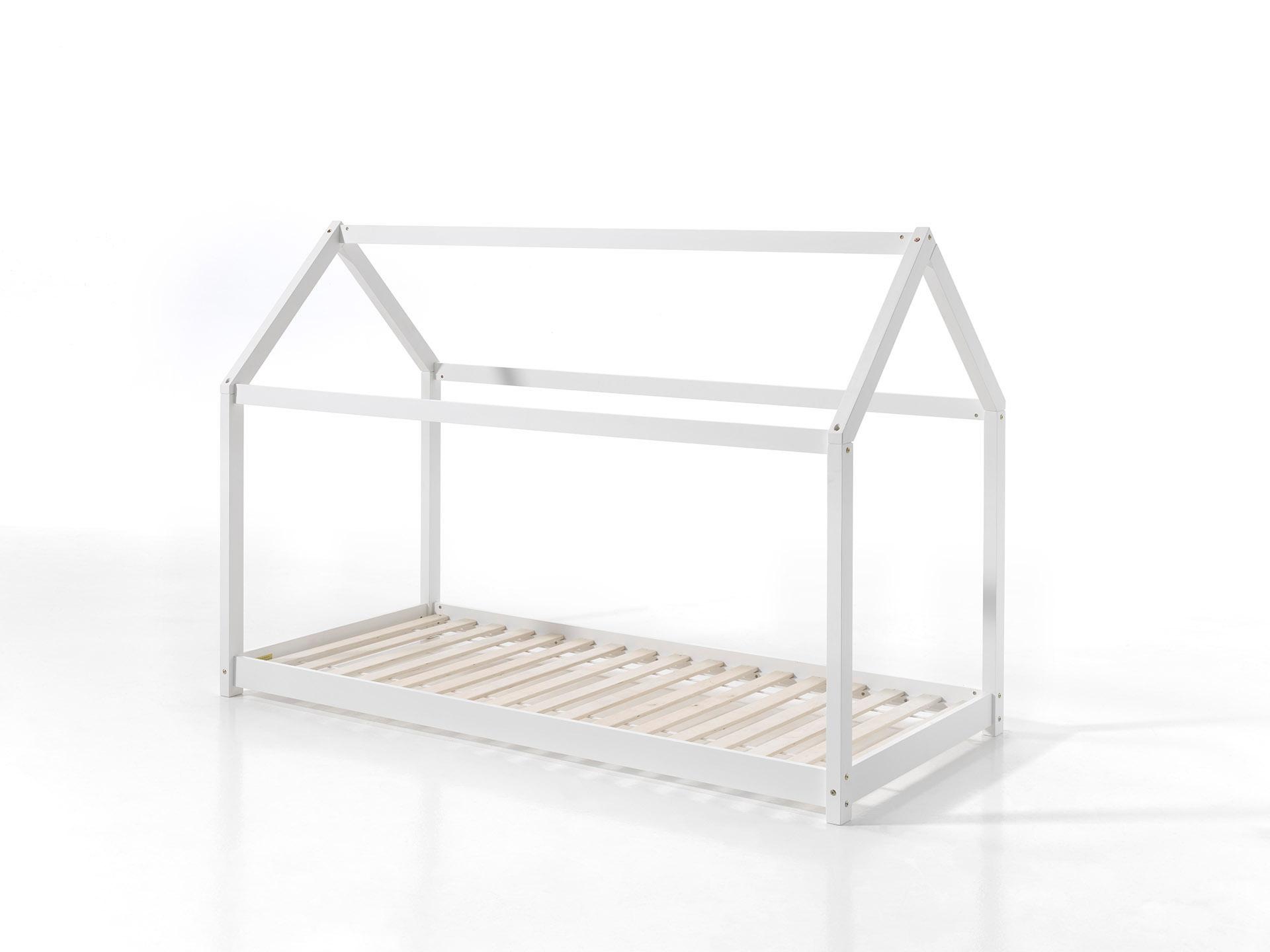 Vipack Kinderbett »Cabane, Kiefer massiv, Made in Europe, inklusive Rolllattenrost«, (B/H/T ca. 206x143x98cm, wahlweise in 2 Farben und 2 Größen erhältlich), Bodenfreiheit ca. 2,5 cm zur besseren Belüftung, stabil gebaut