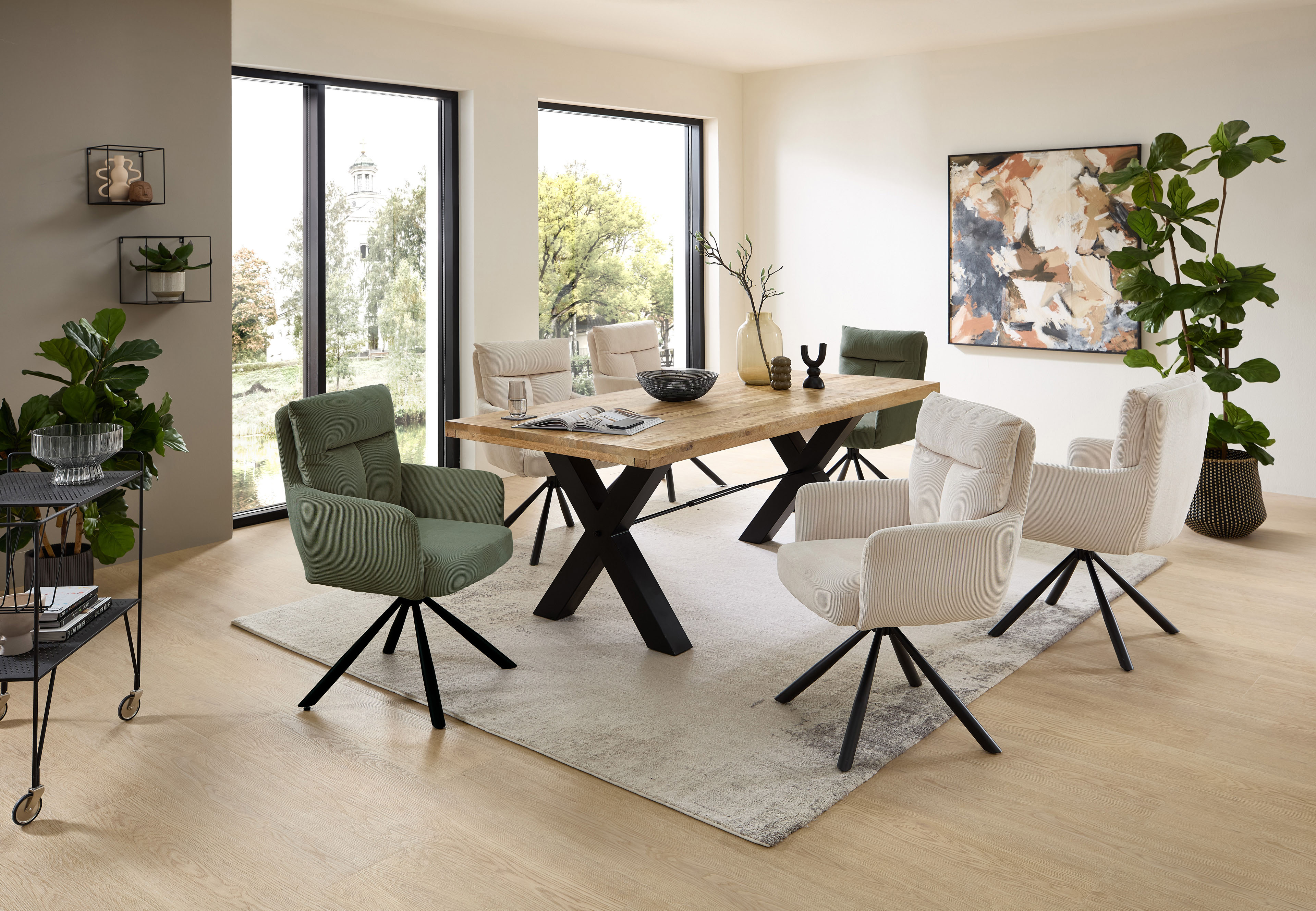 Thumbnail - Stolkom Armlehnstuhl "Sofia" (Set) 2 Stk.180 grad drehbar mit Auto-Return, Federkern im Sitz