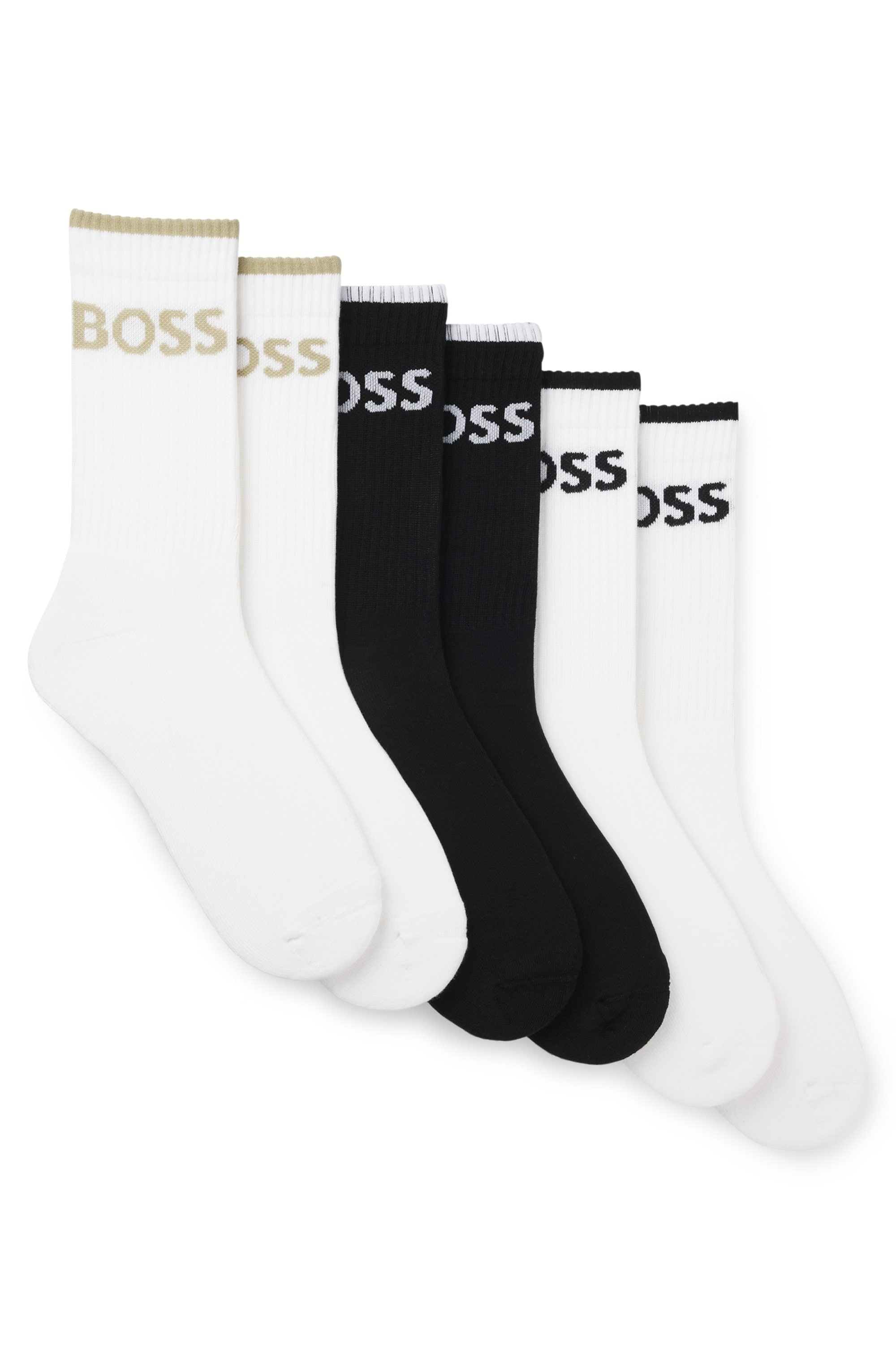 BOSS Businesssocken "6P QS Stripe CC" Packung, 6er, 6 Paar tlg. mit BOSS Schriftzug