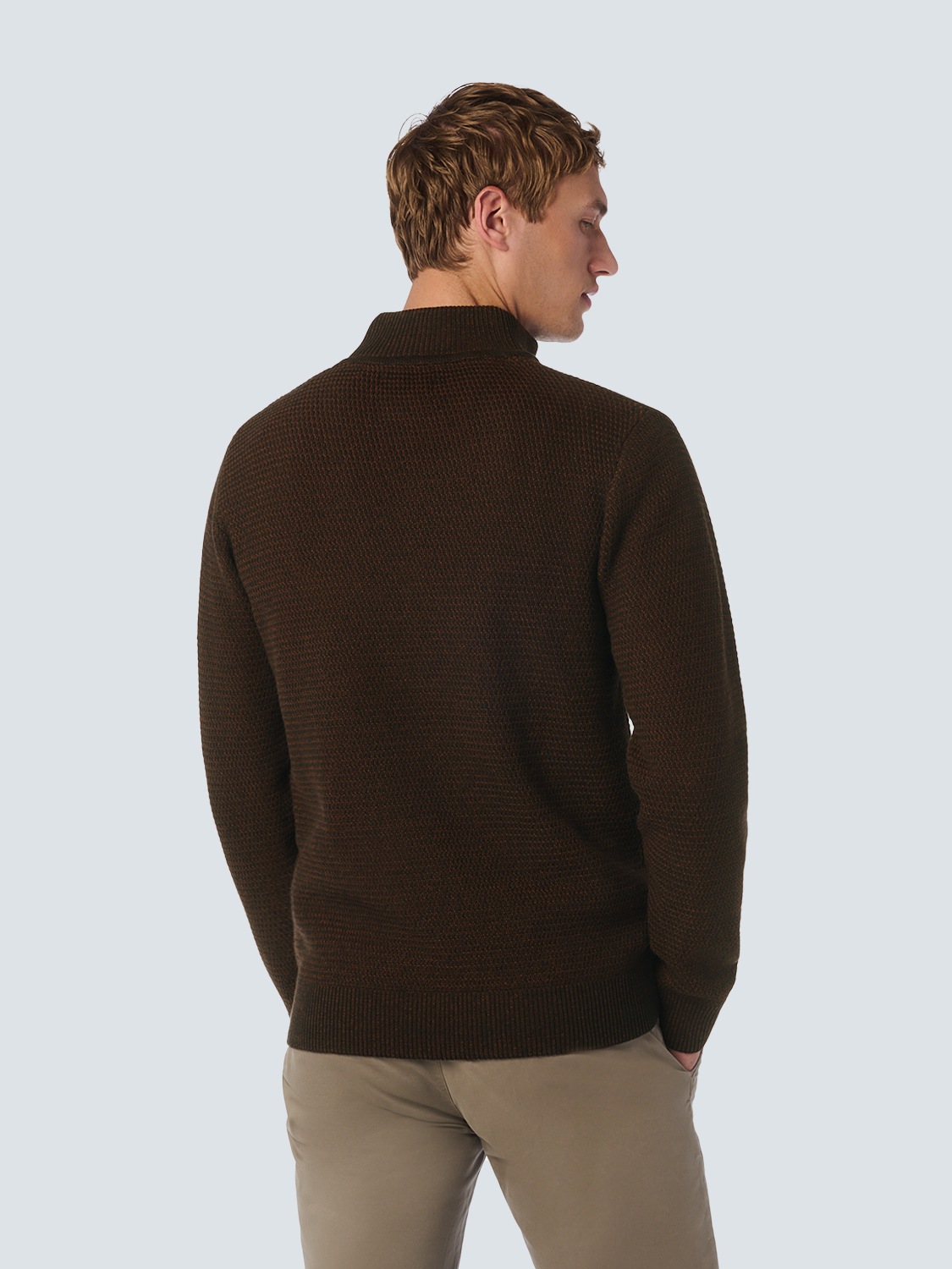 NO EXCESS Rollkragenpullover »No Excess Halber Reißverschluss Pullover Melange«