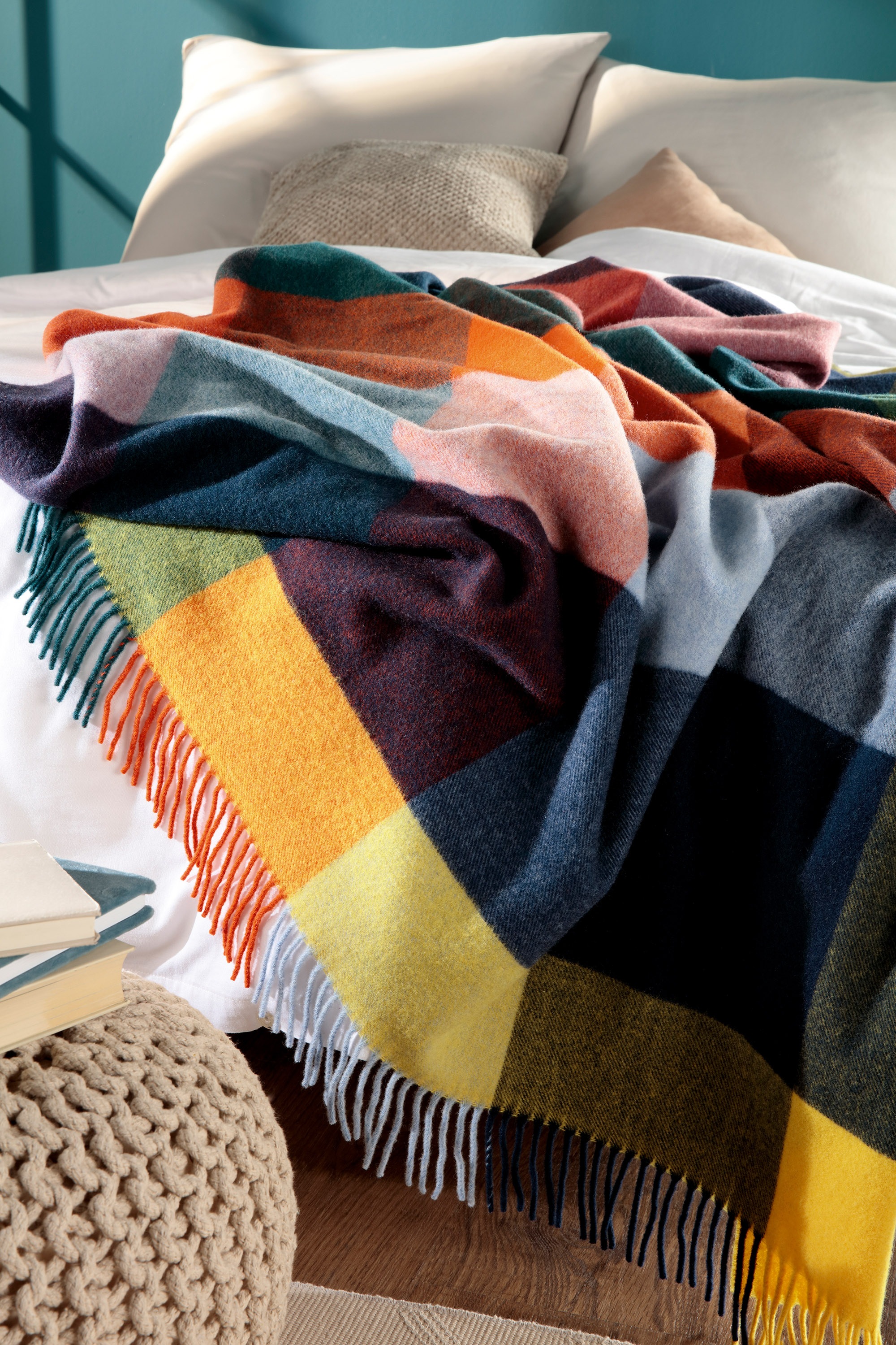 Biederlack Wohndecke "Plaid Vibrant Square" im sommerlichen Karodessin