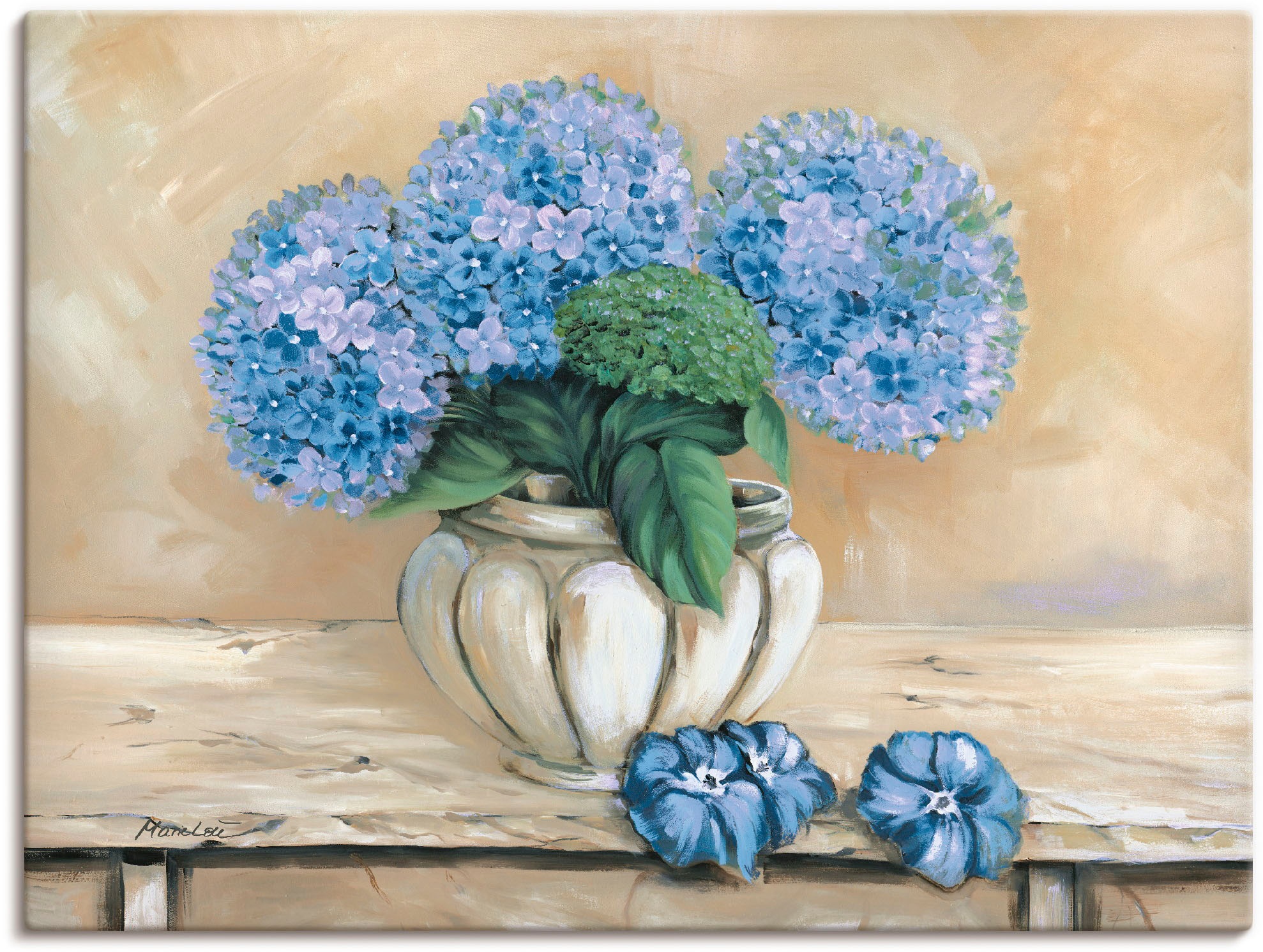 Artland Leinwandbild "Blaue Hortensien", Blumen, (1 St.), auf Keilrahmen ge günstig online kaufen