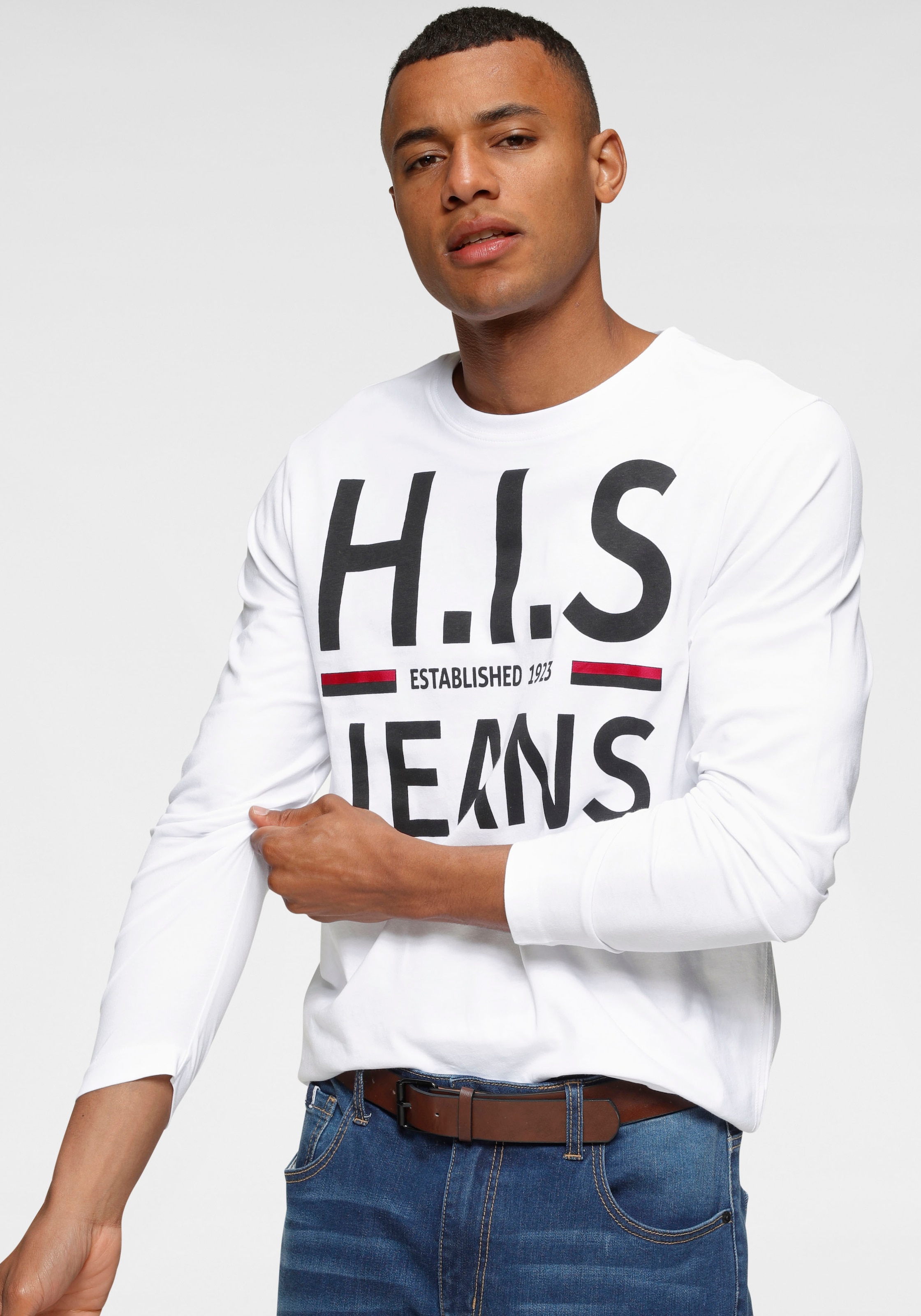 H.I.S Langarmshirt, Langarm, schmaler Basic-Schnitt, bedrucktes Design