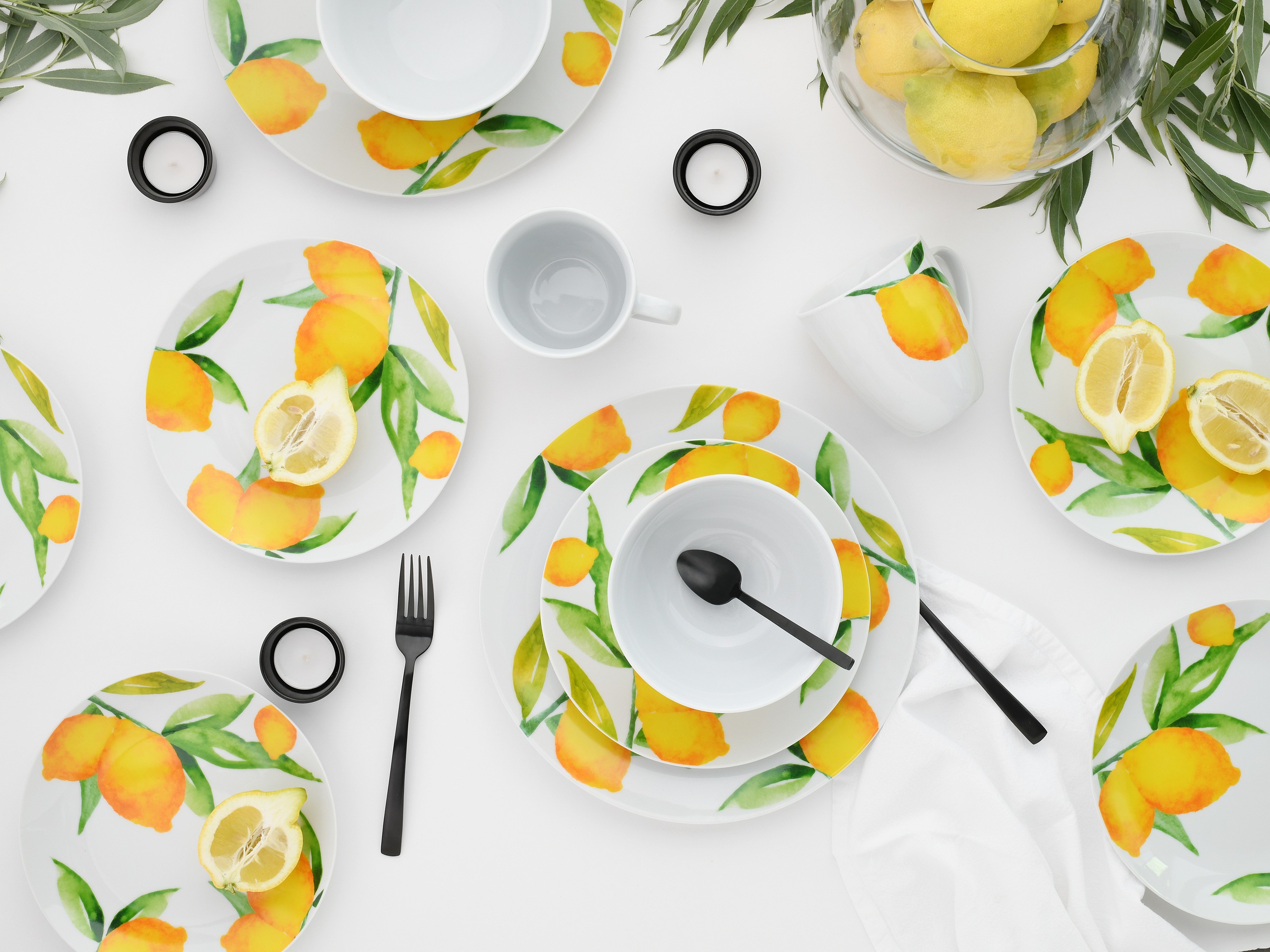 CreaTable Kombiservice »Luna Limoncello, Kombi-Service 24-tlg«, (Set, 24 tlg.), Zitronendekor