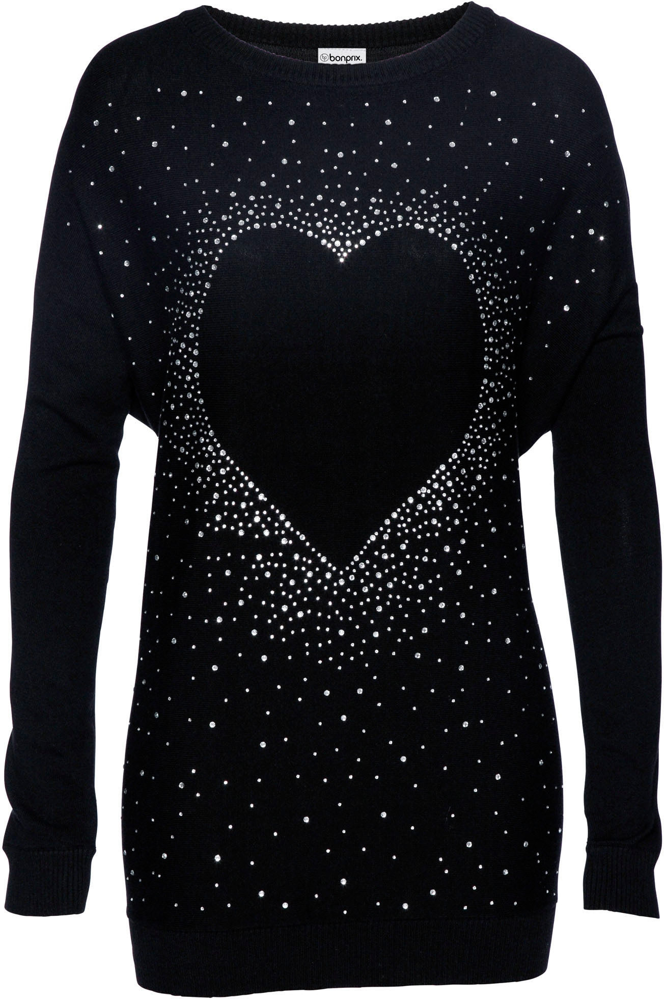 bonprix Longpullover »Long-Pullover aus Baumwoll-Mix« aus Baumwoll-Mix, mit Fledermausärmeln, lockere Passform