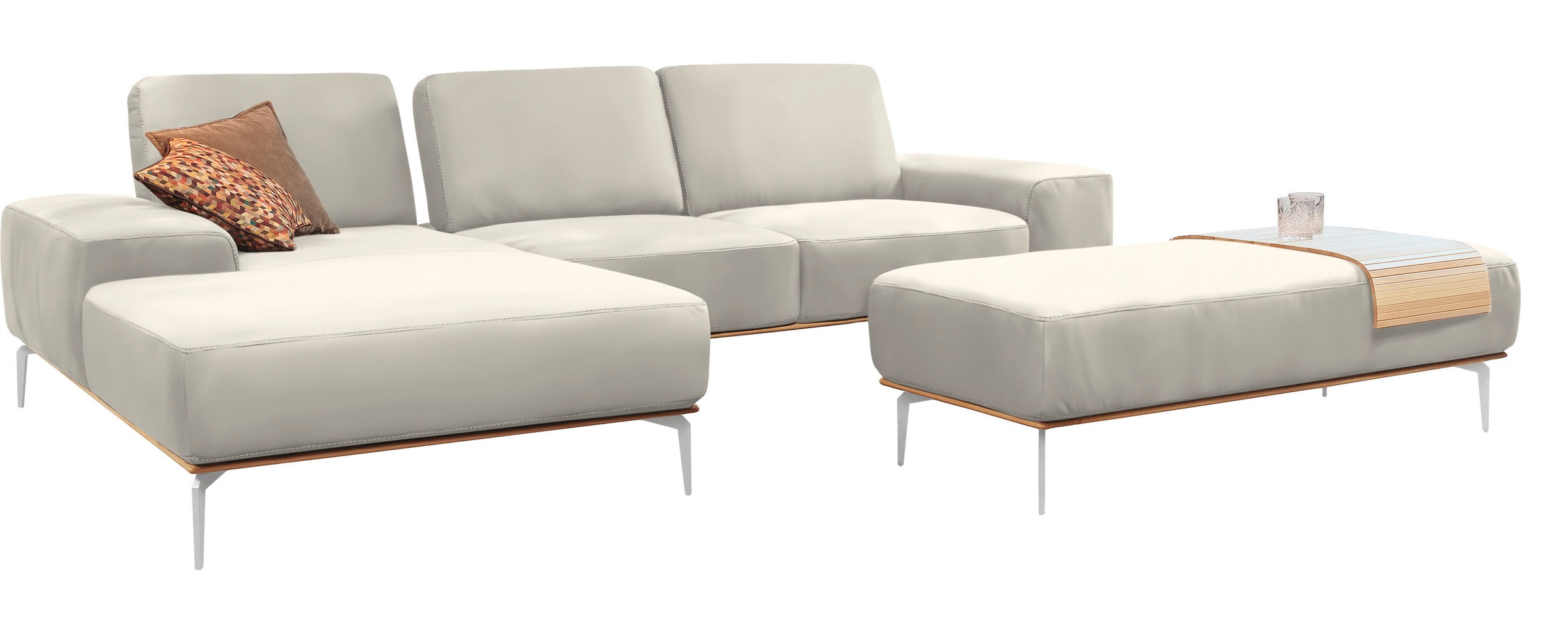 Thumbnail - W.SCHILLIG Ecksofa "run, Designsofa mit tollem Sitzkomfort, bequem, L-Form" mit elegantem Holzsockel, Füße in Chrom glän...