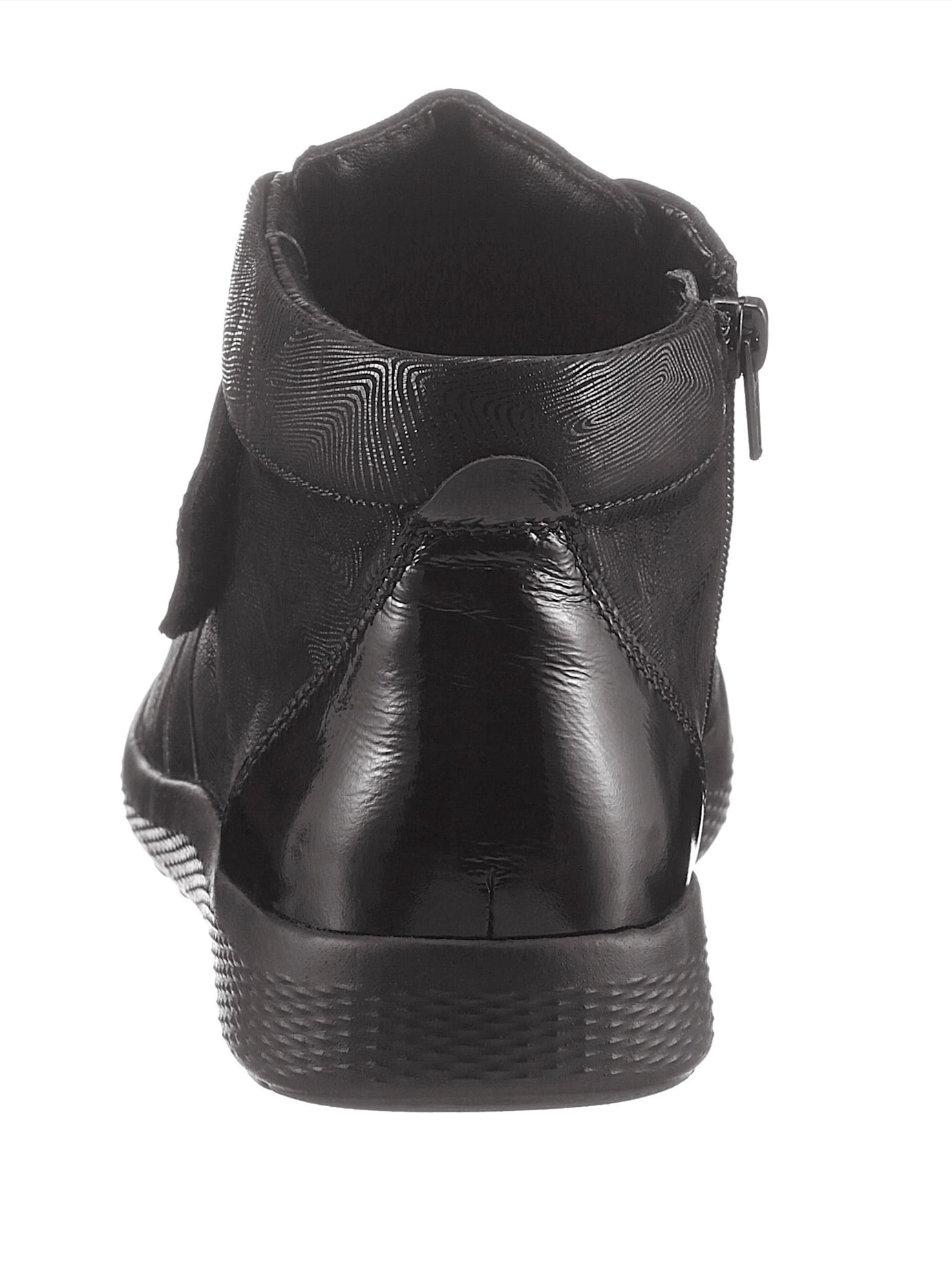Stiefelette WALDLÄUFER, Damen, Gr. 6,5, schwarz (schwarz, gemustert), Lackleder, Nubukleder, Basic, Schuhe Stiefelette 3