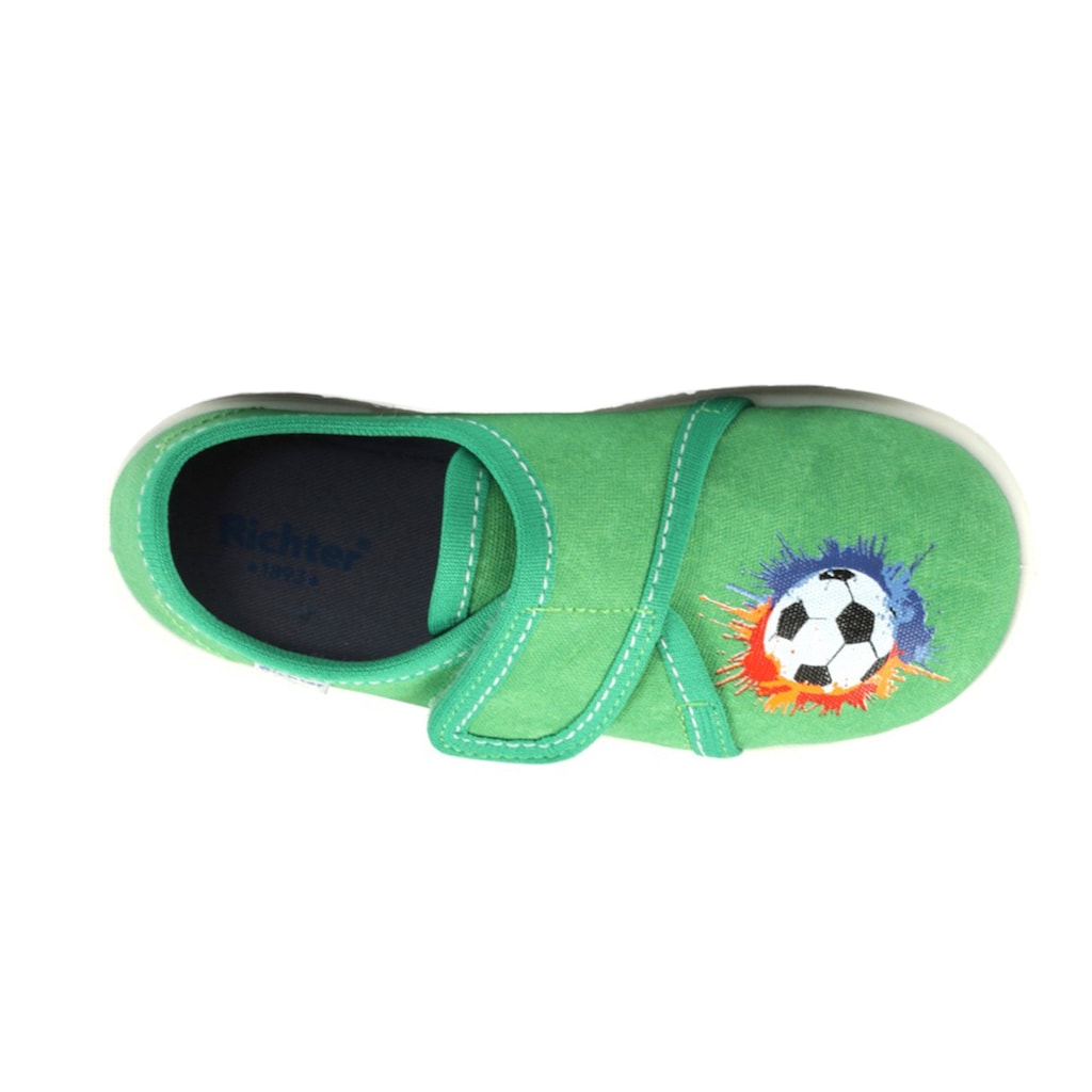 Richter Hausschuh »WMS: mittel«, Klettschuh, Kindergarten Schuh mit coolem Fußballprint