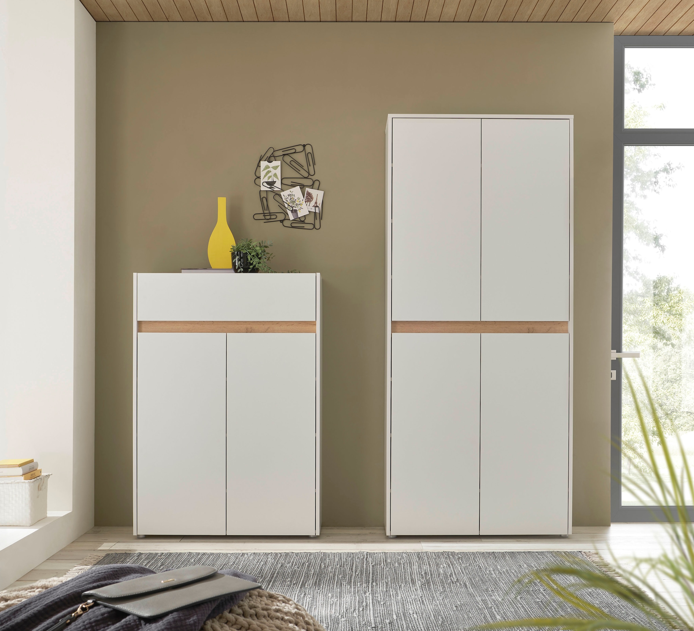 INOSIGN Schuhschrank »City/Giron, modernes Schuhregal, Schrank für 16 Schuhe, Schuhkommode«, eine Schublade und vier Schuhfächer, viel Stauraum, 93 cm breit